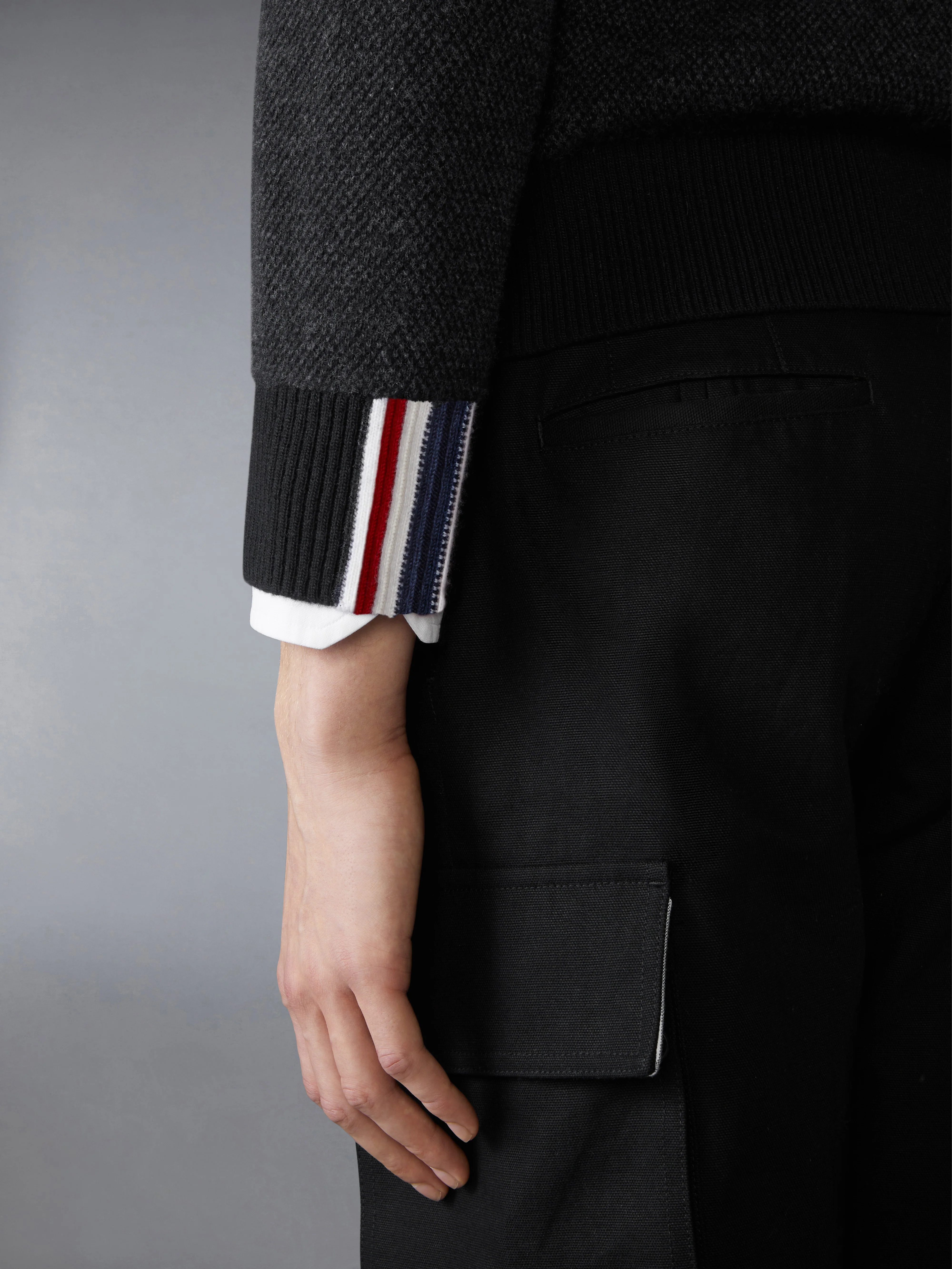 MERINO WOOL INTARSIA V NECK CARDIGAN - Image 4