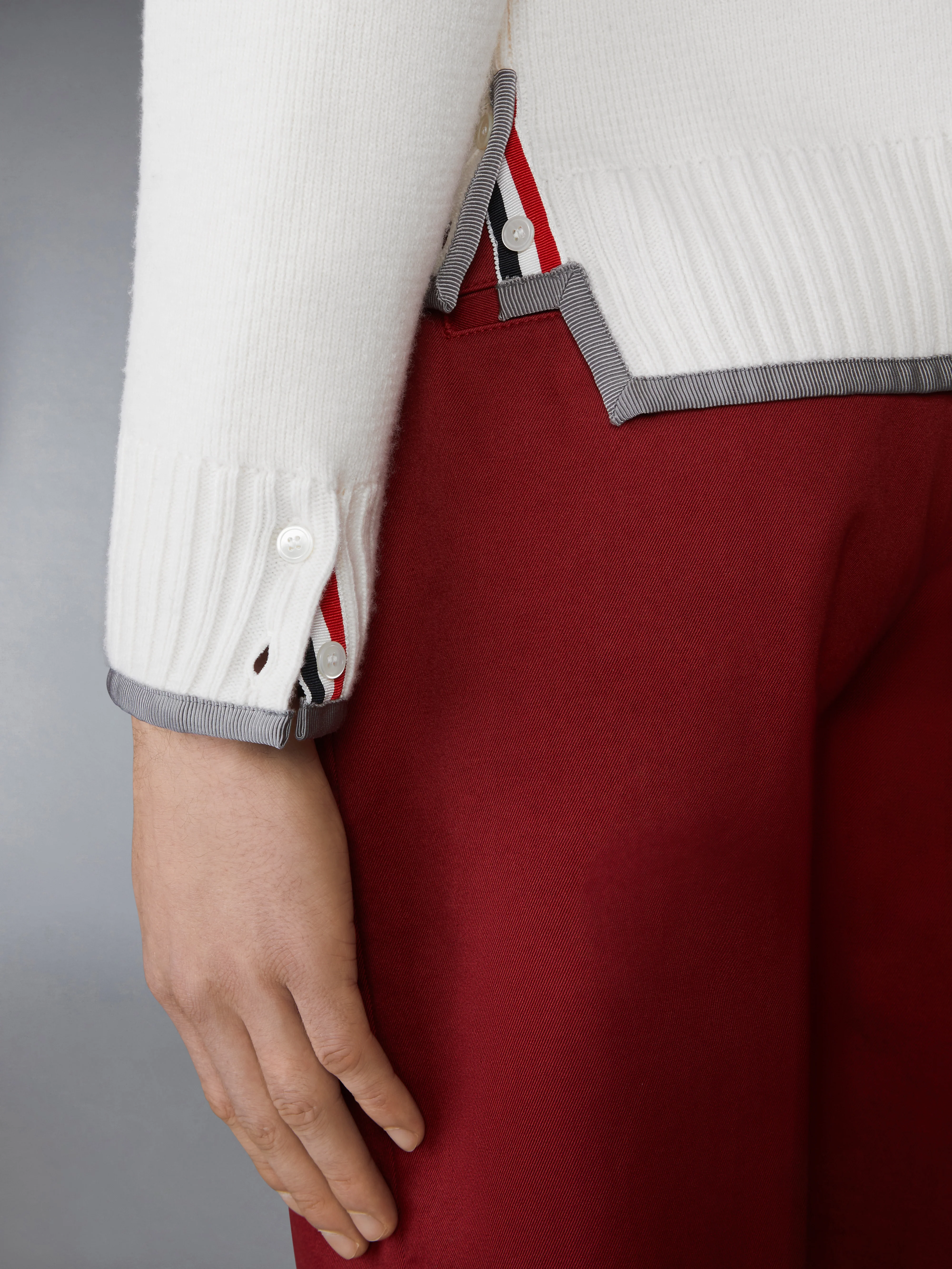 MILANO STITCH MERINO WOOL 4-BAR V NECK CARDIGAN - Image 4