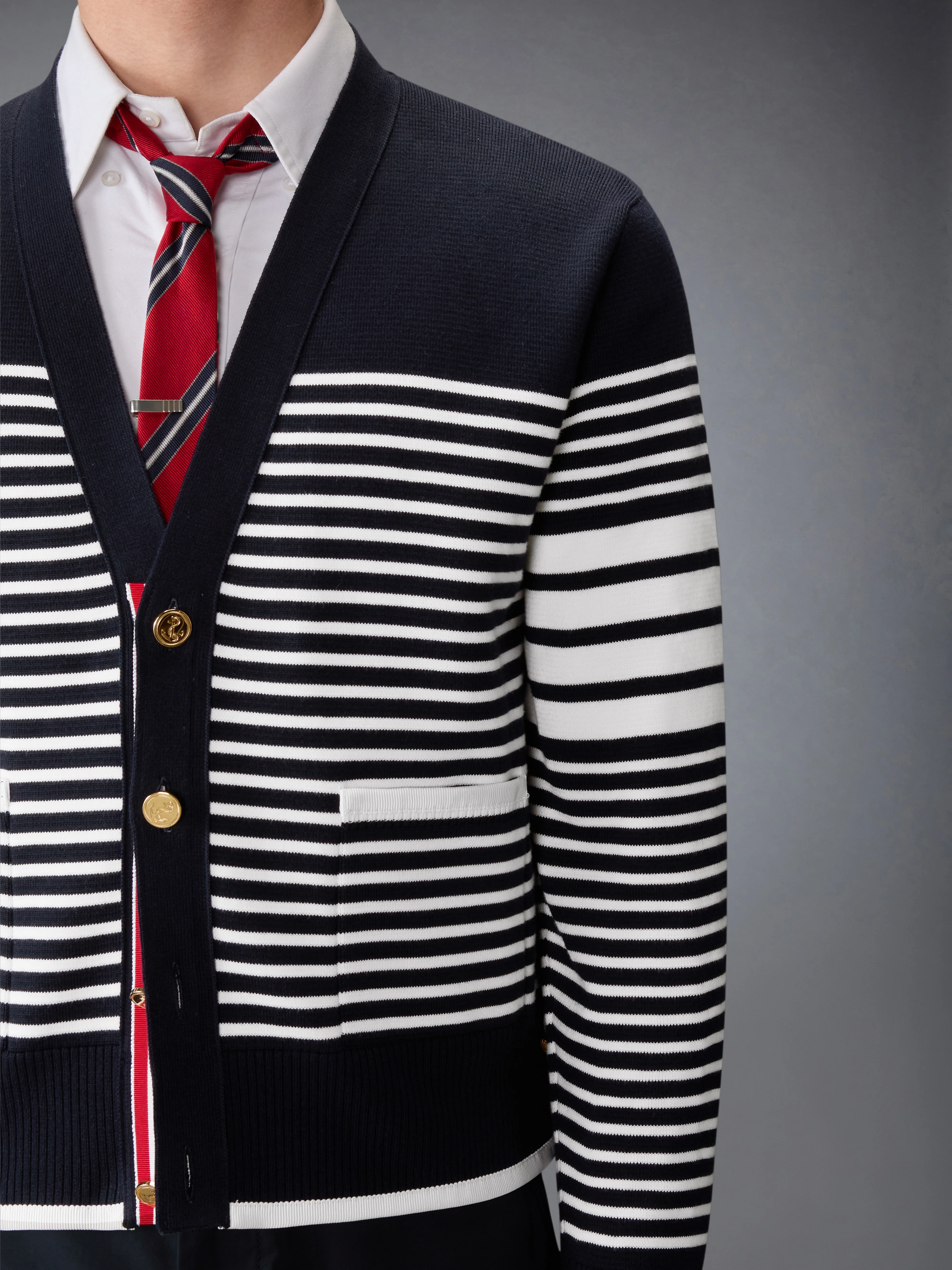MILANO STITCH STRIPED BOXY FIT CARDIGAN - Image 5