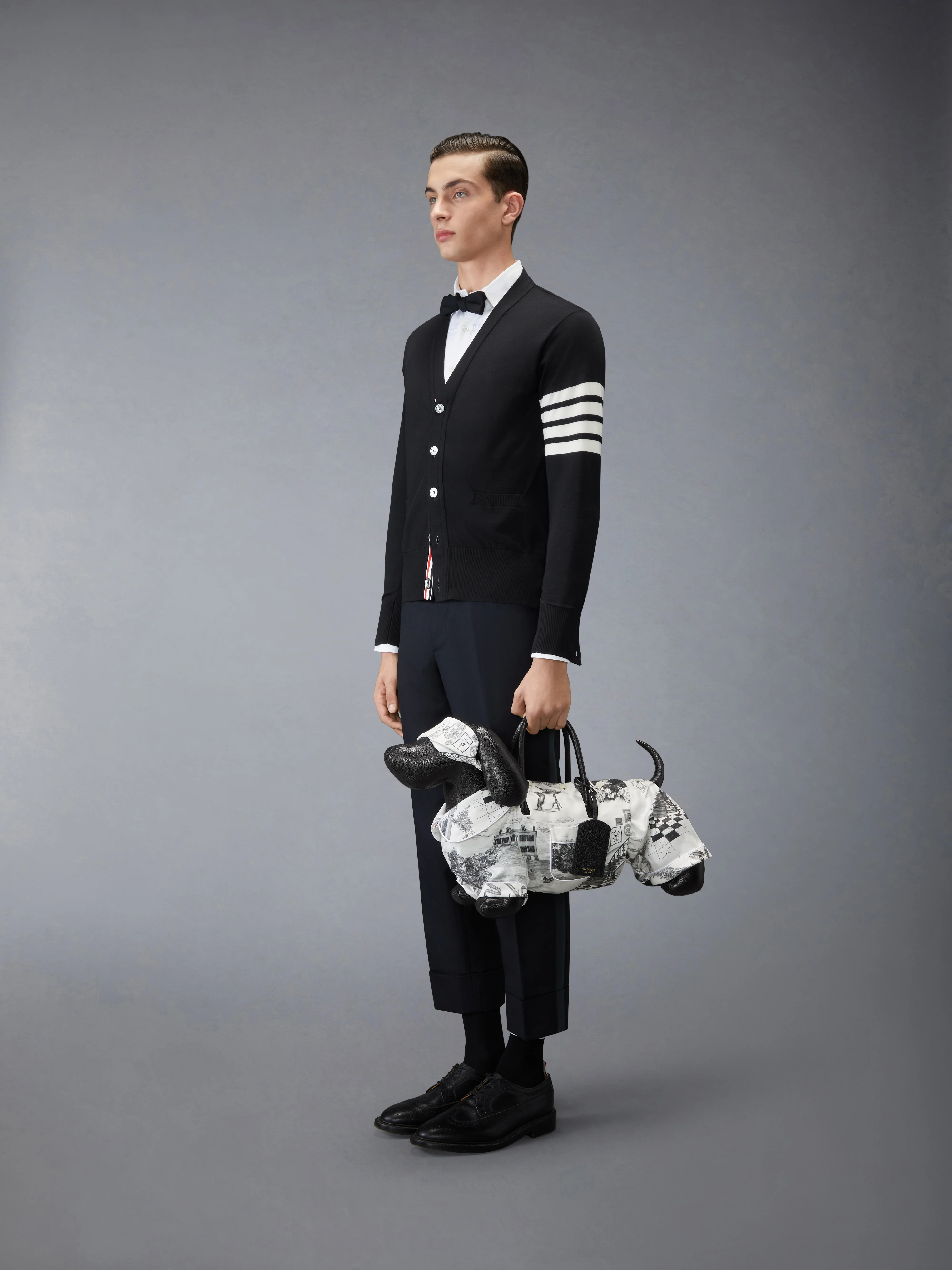 PAJAMA HECTOR BAG IN SILK TWILL AND PEBBLE GRAIN LEATHER - Image 4