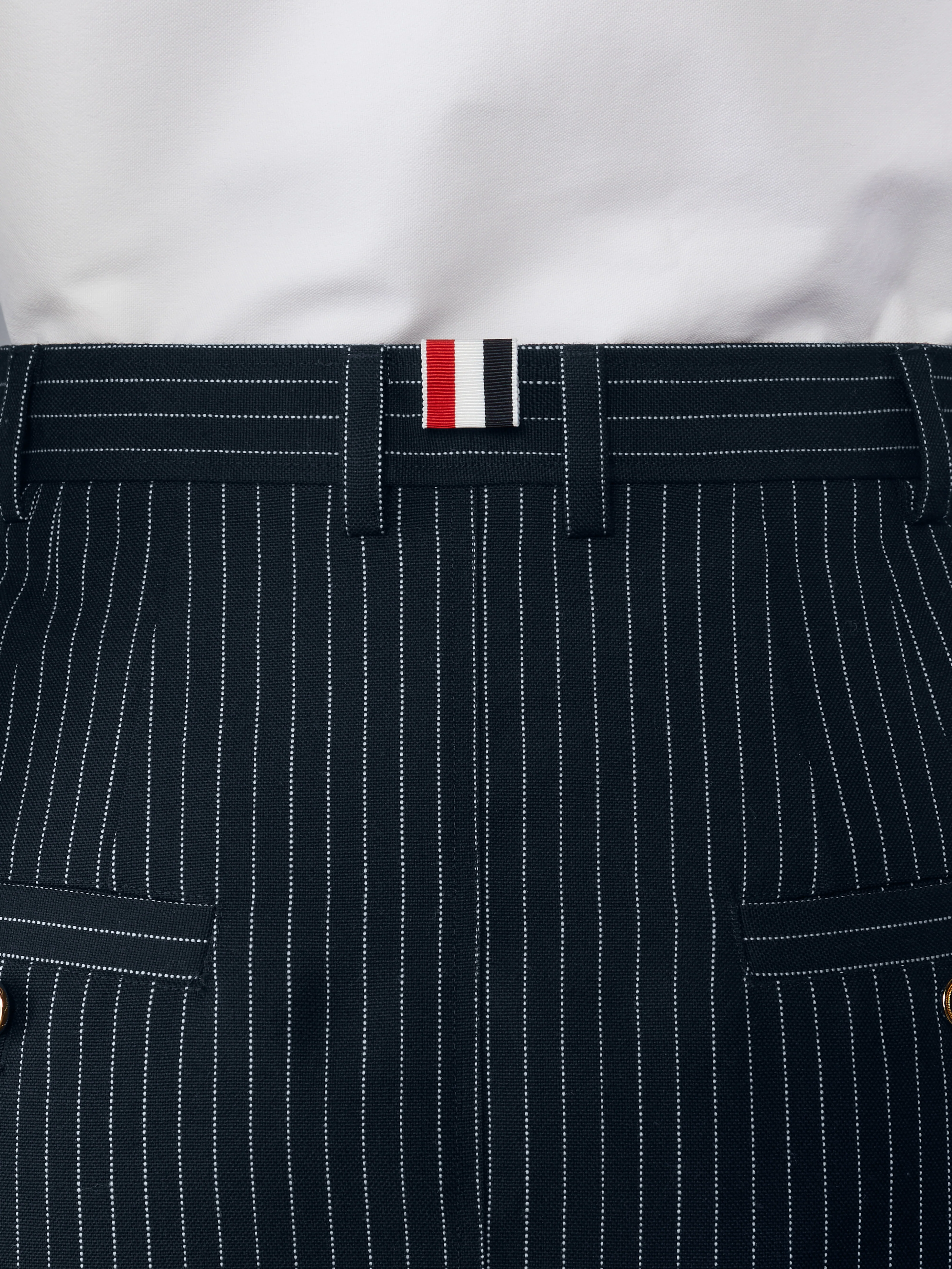 PINSTRIPE HIGH TWIST WOOL HIGH WAISTED PENCIL SKIRT - Image 5