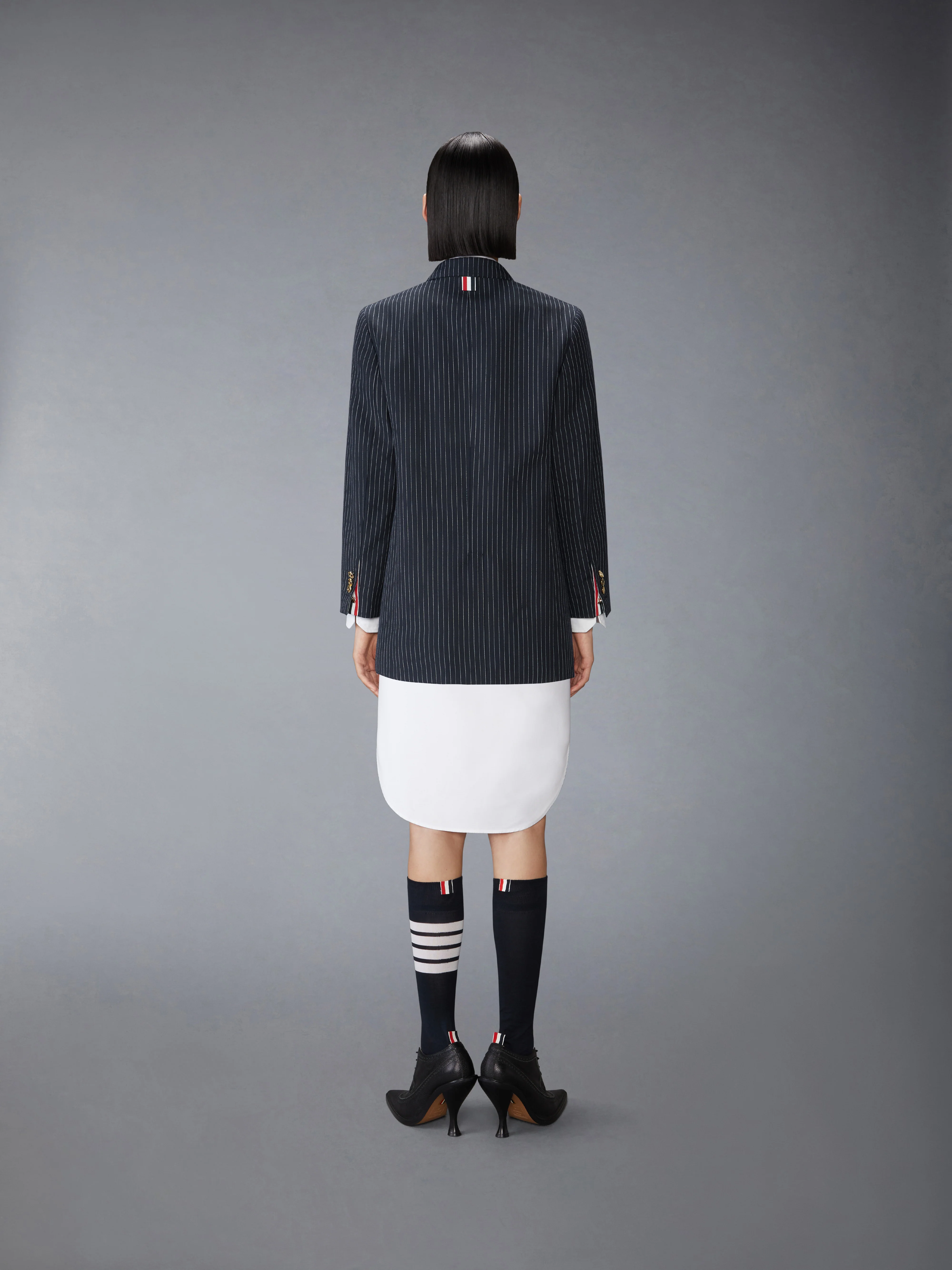 PINSTRIPE HIGH TWIST WOOL SACK SPORTCOAT DRESS - Image 3