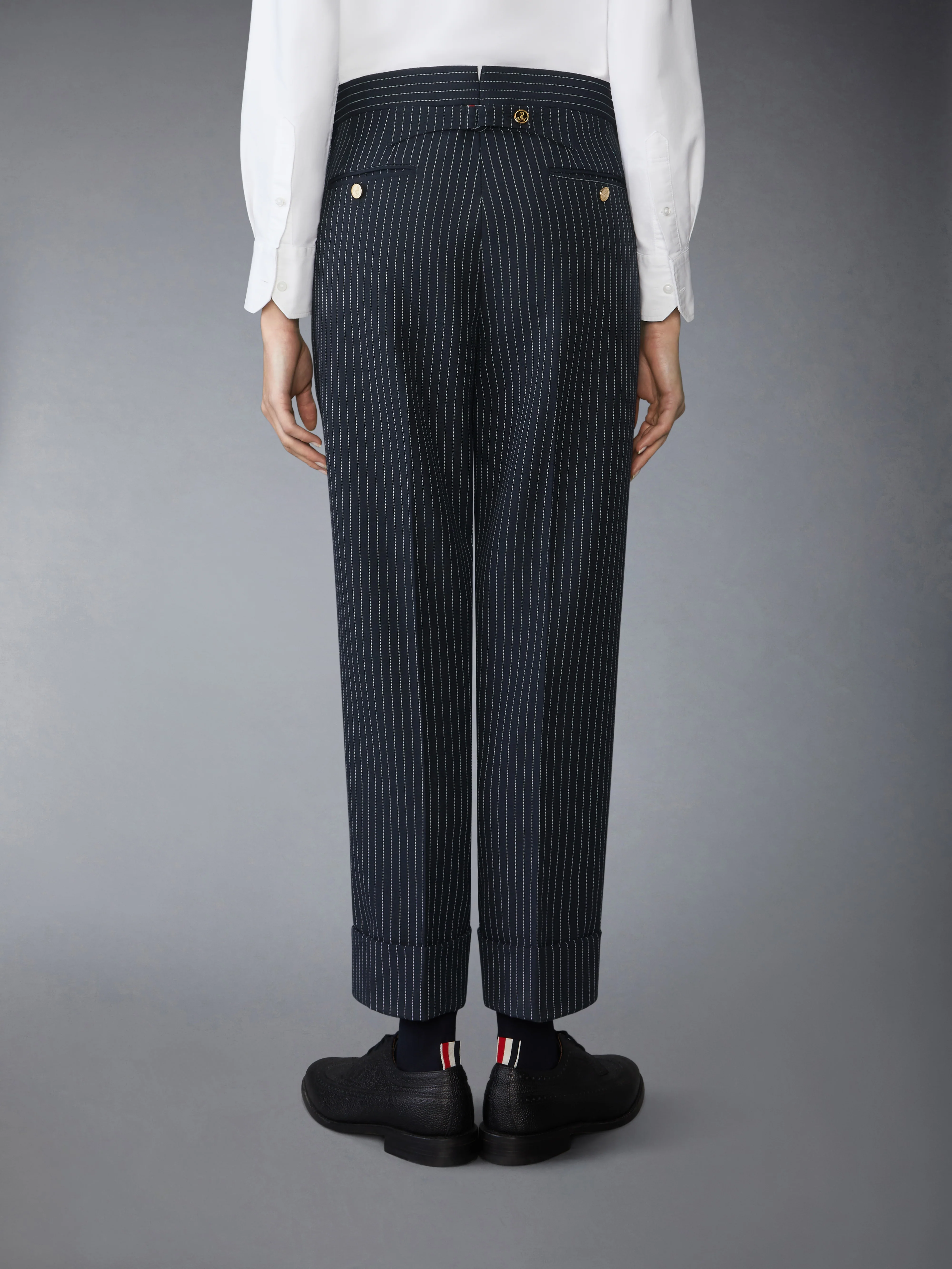 PINSTRIPE HIGH TWIST WOOL TROUSER - Image 2