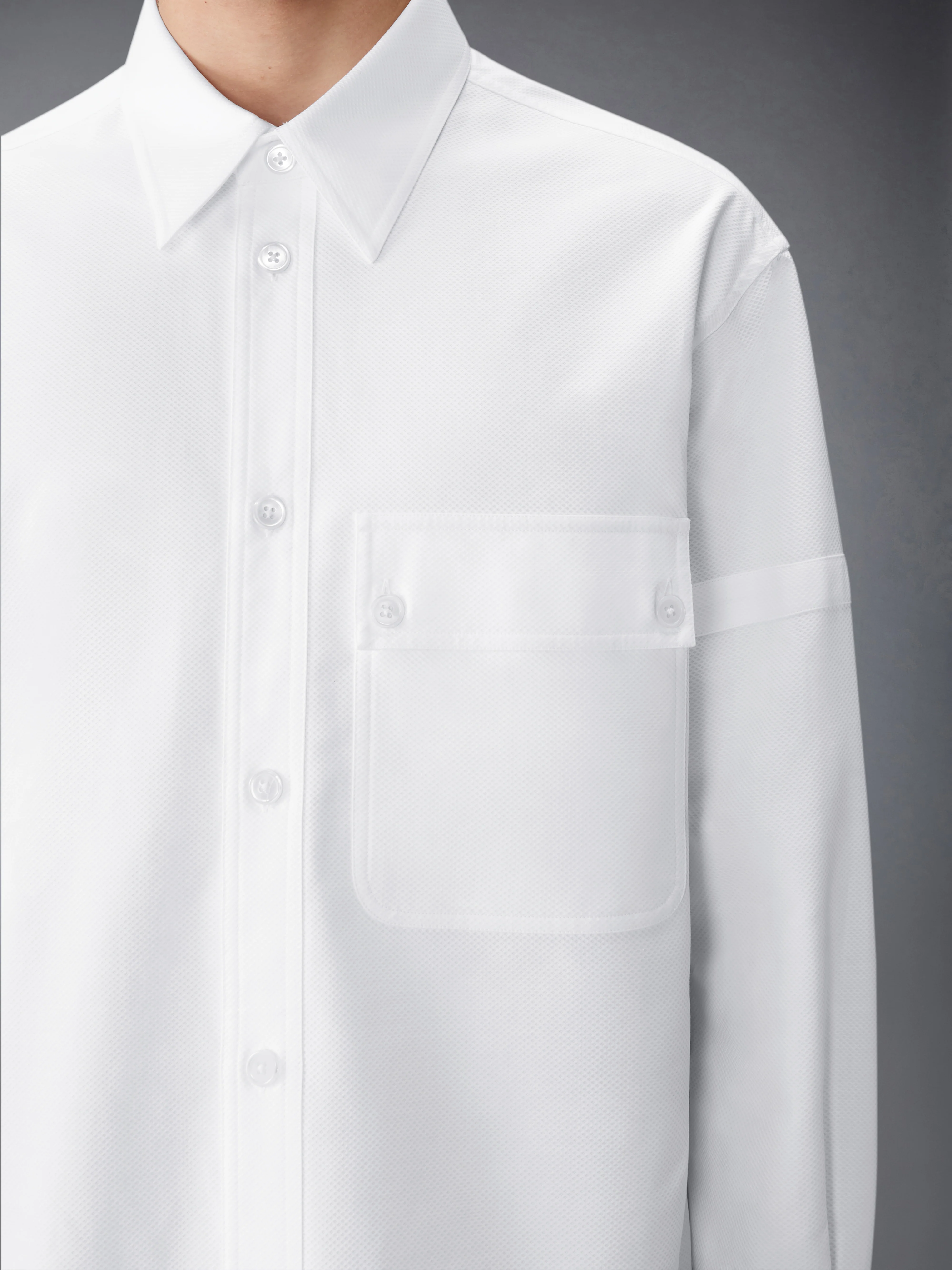 PIQUE DOUBLE NEEDLE ARMBAND OVERSIZED SHIRT - Image 6