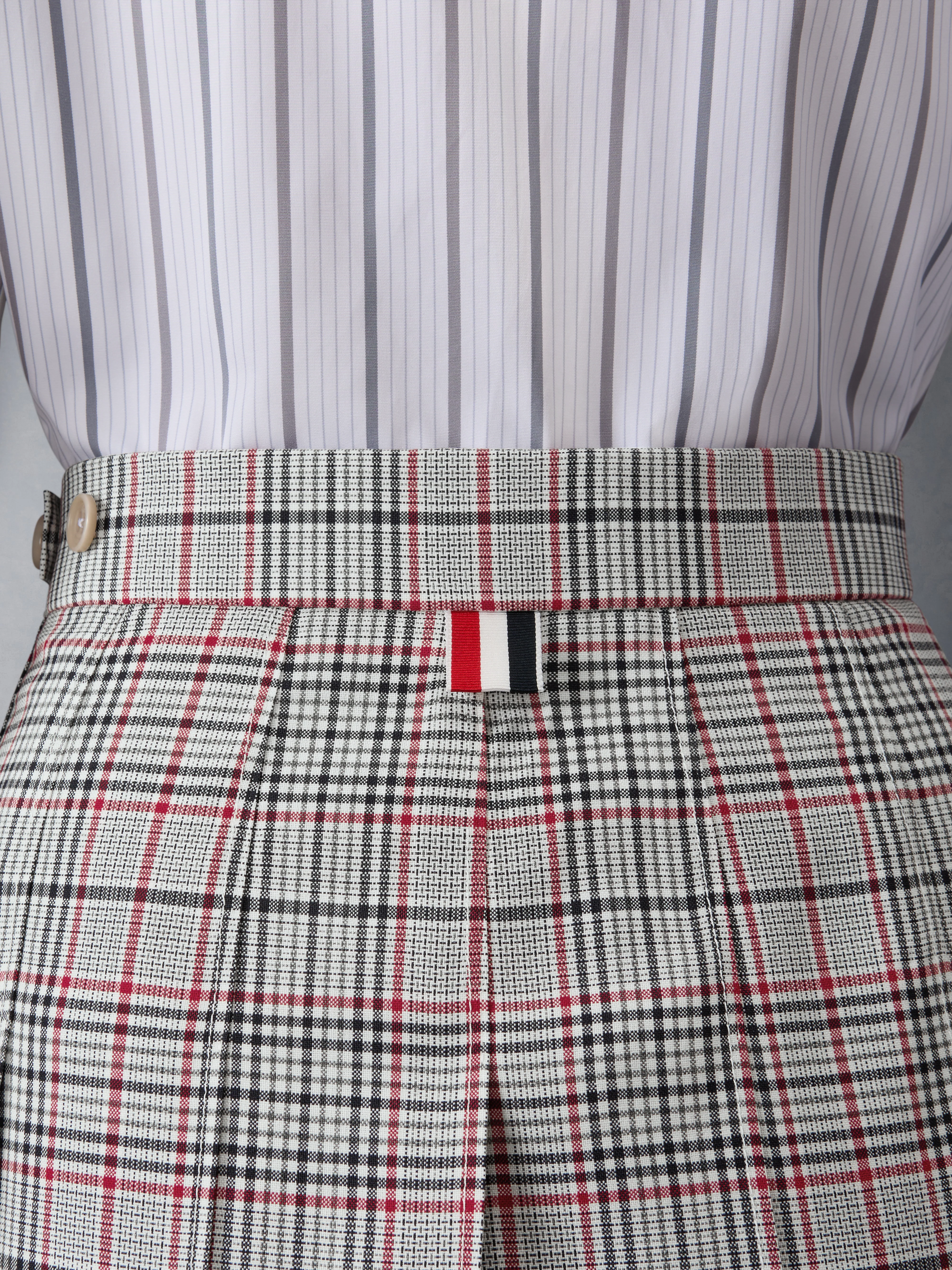 PLAID CHECK COOL WOOL PLEATED SKIRT - Image 5