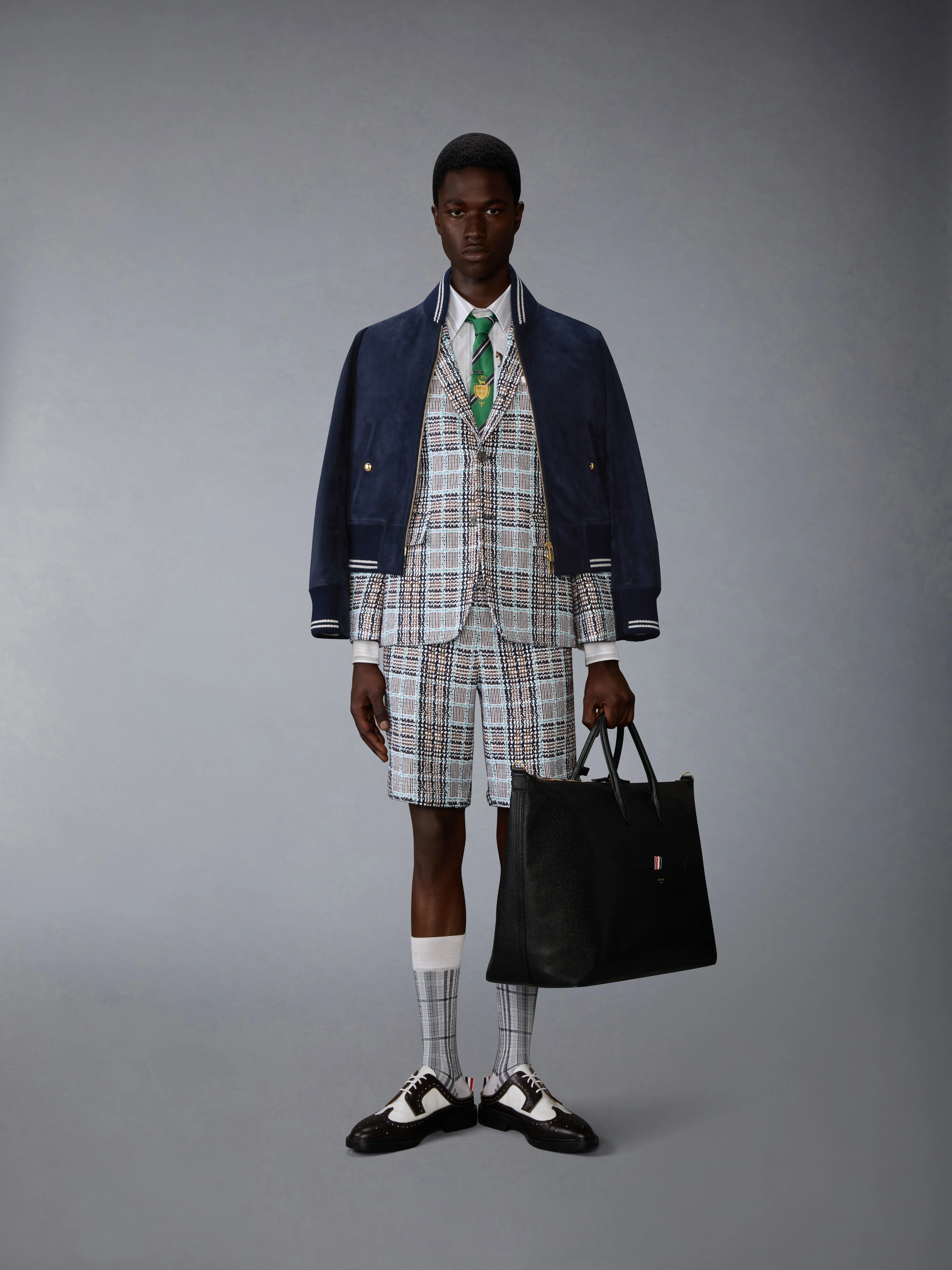 PLAID CHECK SUMMER TWEED UTILITY CHINO SHORTS - Image 4