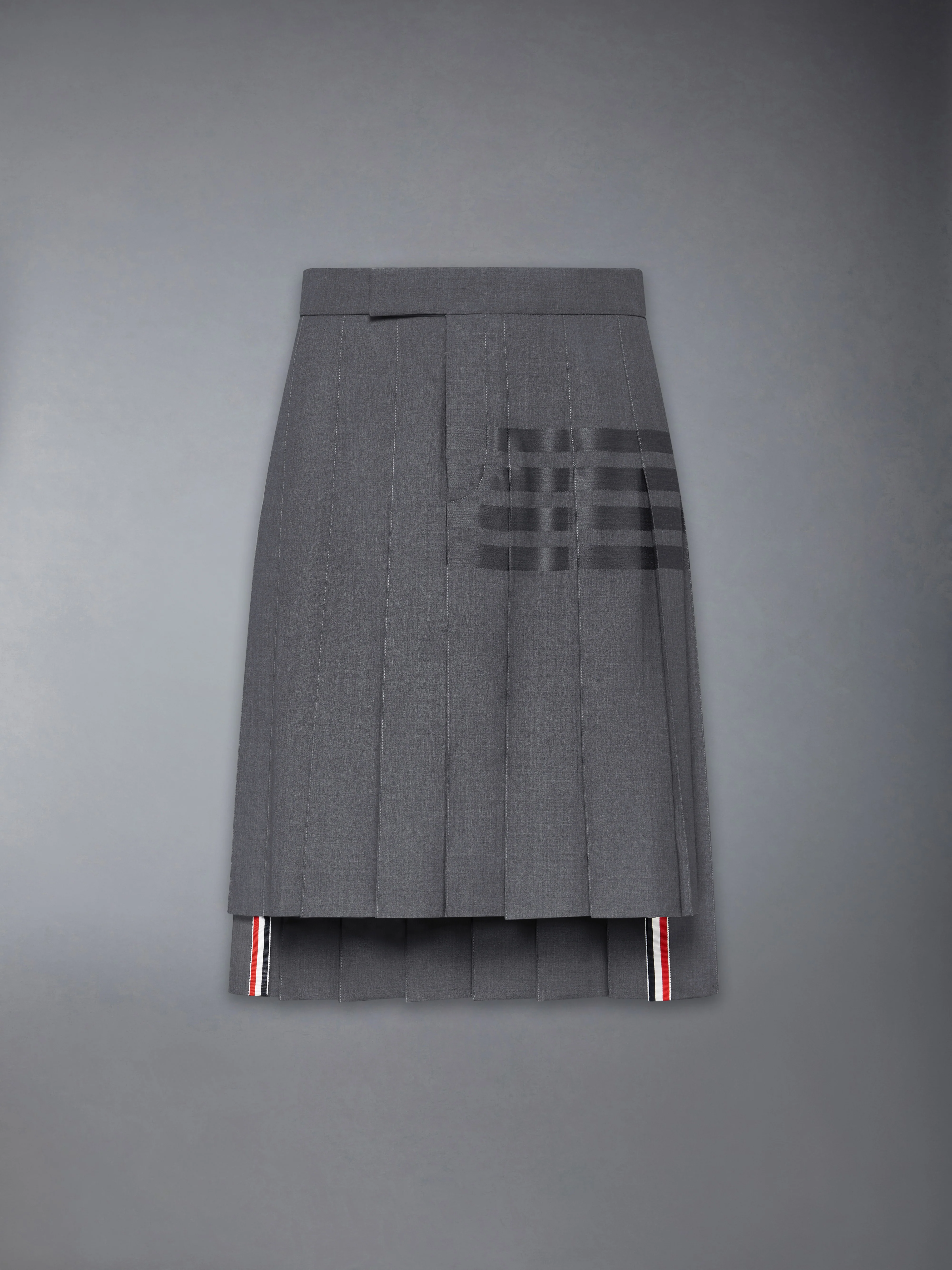 PLAIN WEAVE 4-BAR BACKSTRAP PLEATED SKIRT - Image 7