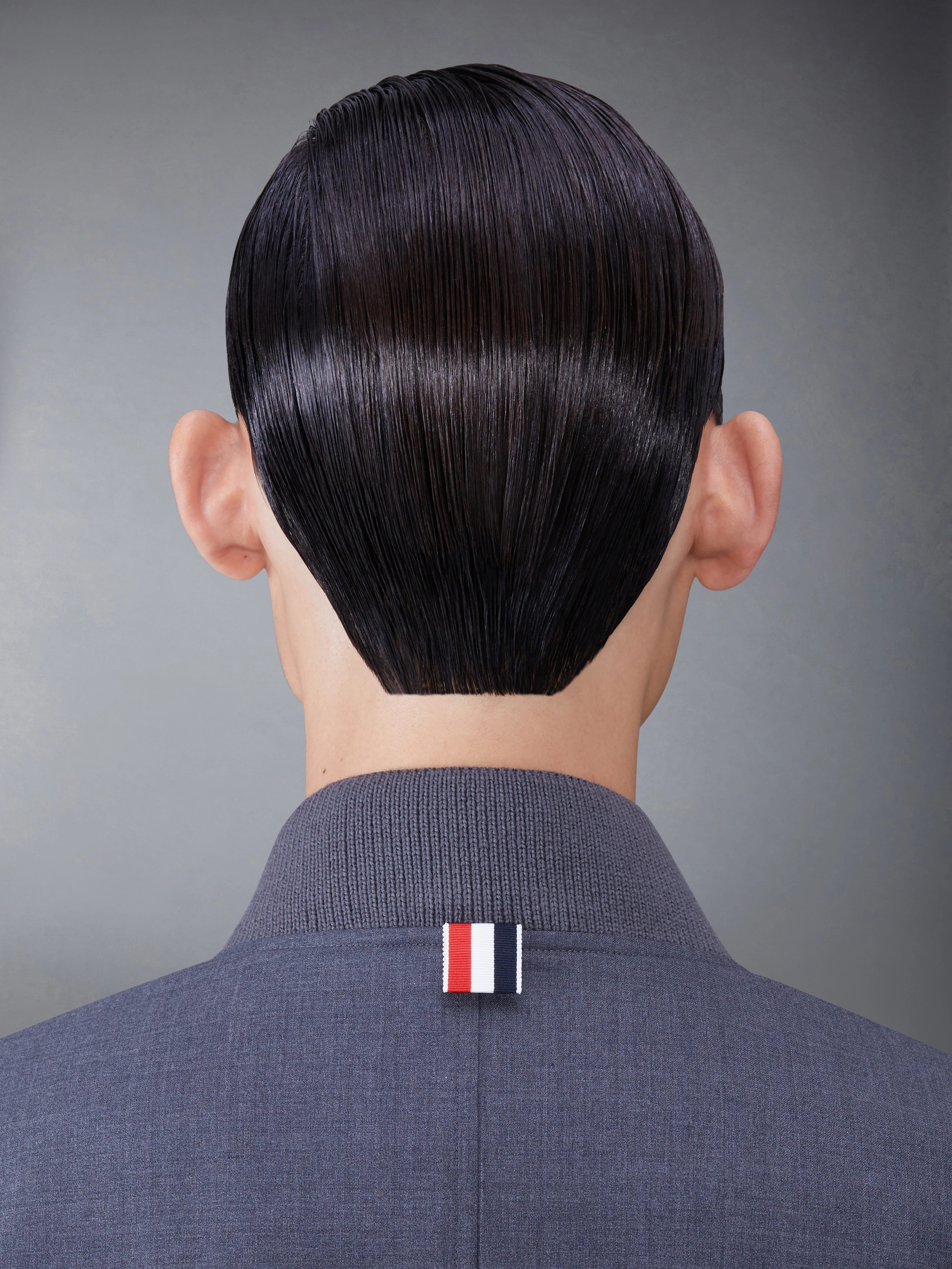 PLAIN WEAVE 4-BAR KNIT RIB BLOUSON JACKET - Image 4