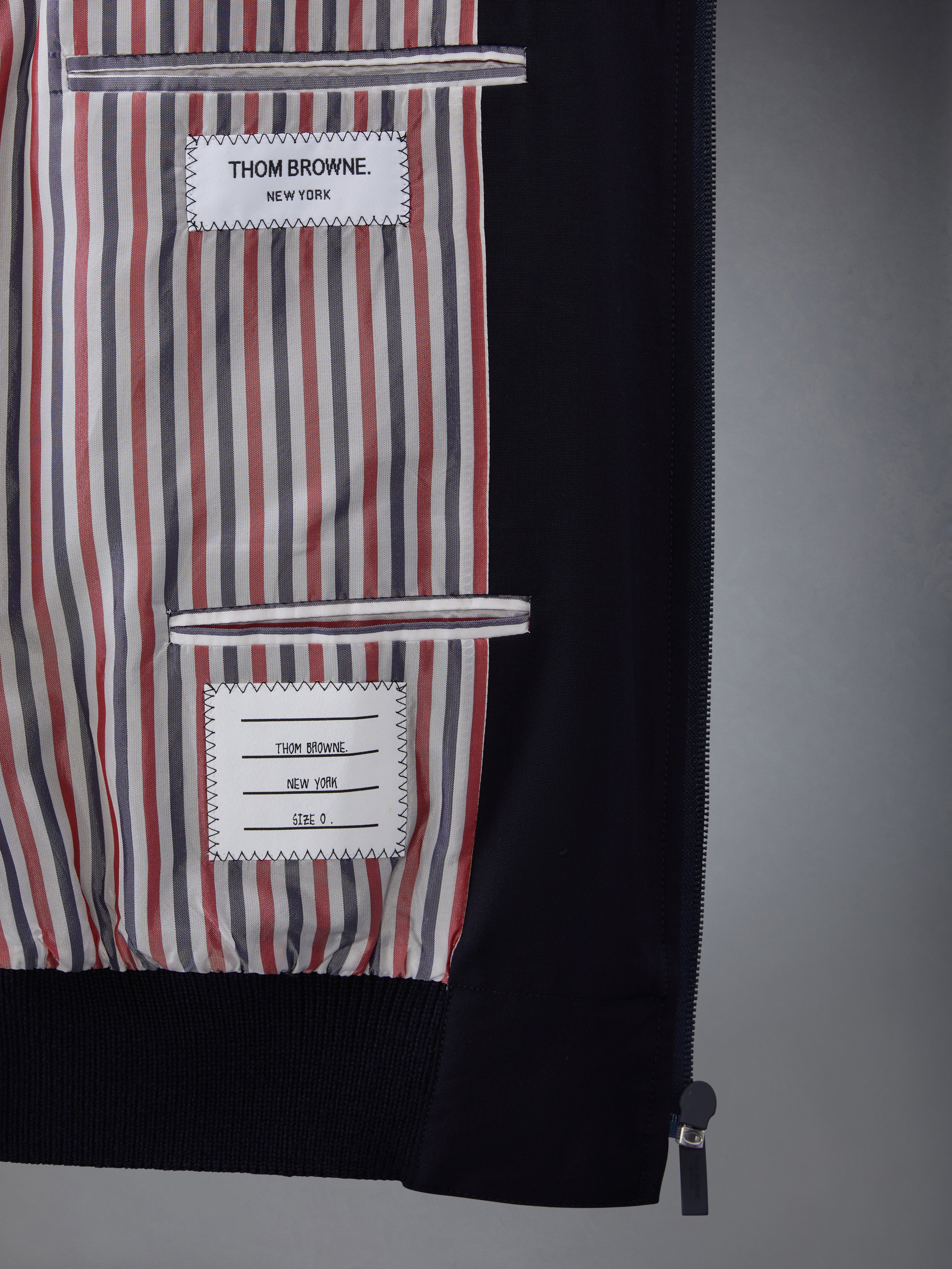 PLAIN WEAVE 4-BAR KNIT RIB BLOUSON JACKET - Image 6
