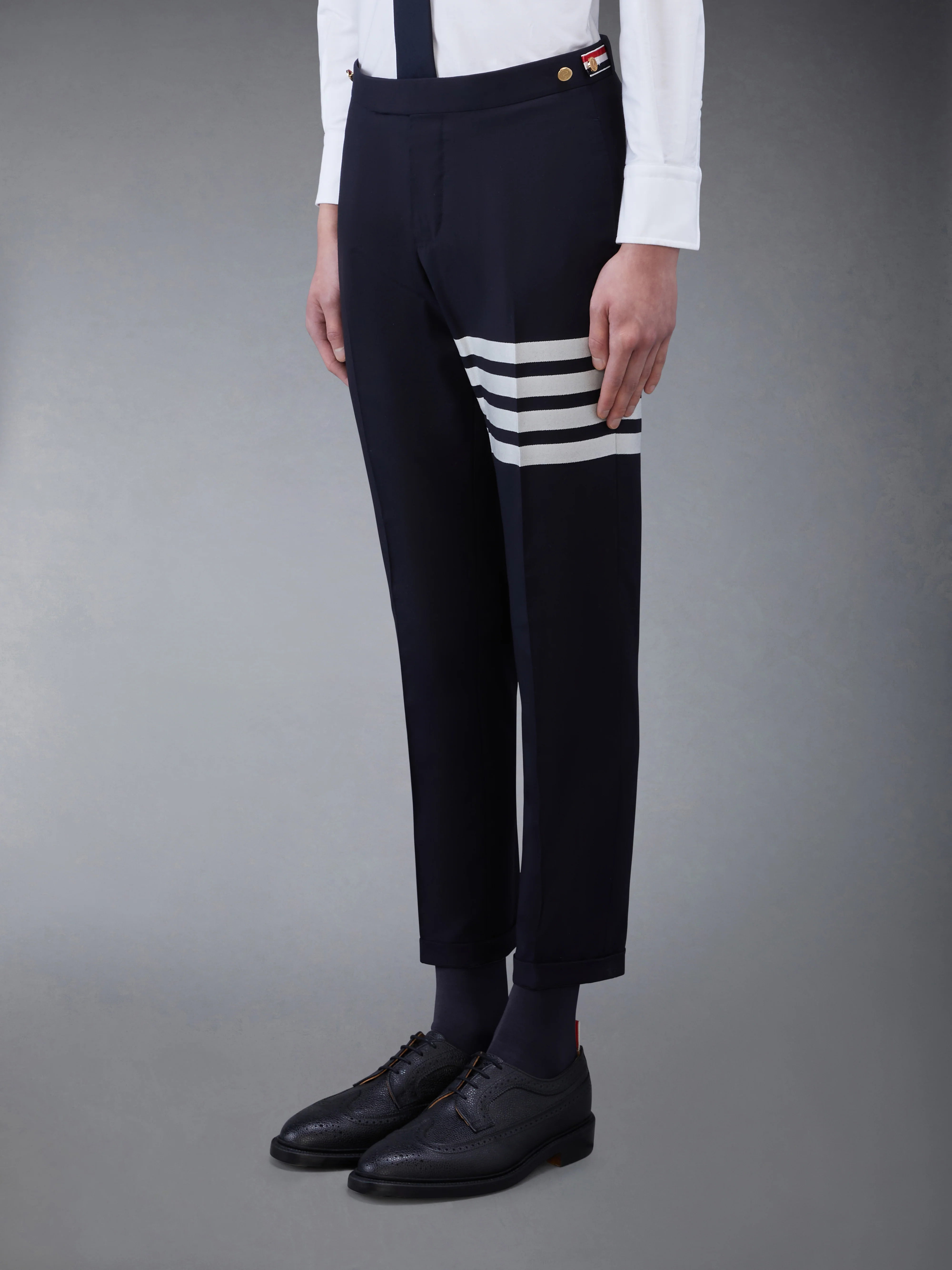 PLAIN WEAVE 4-BAR LOW RISE TROUSERS - Image 2