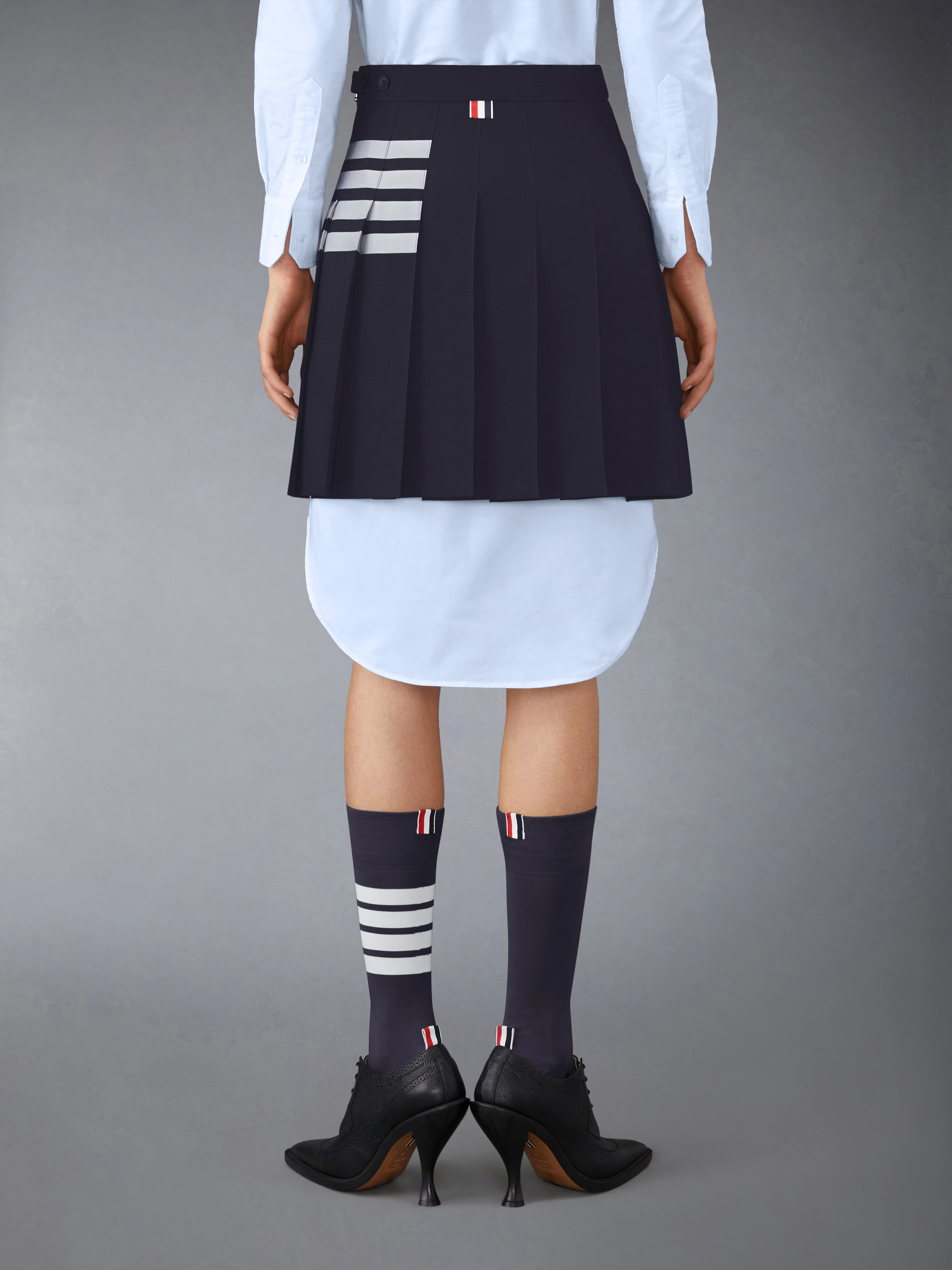 PLAIN WEAVE 4-BAR PLEATED MINI SKIRT - Image 3