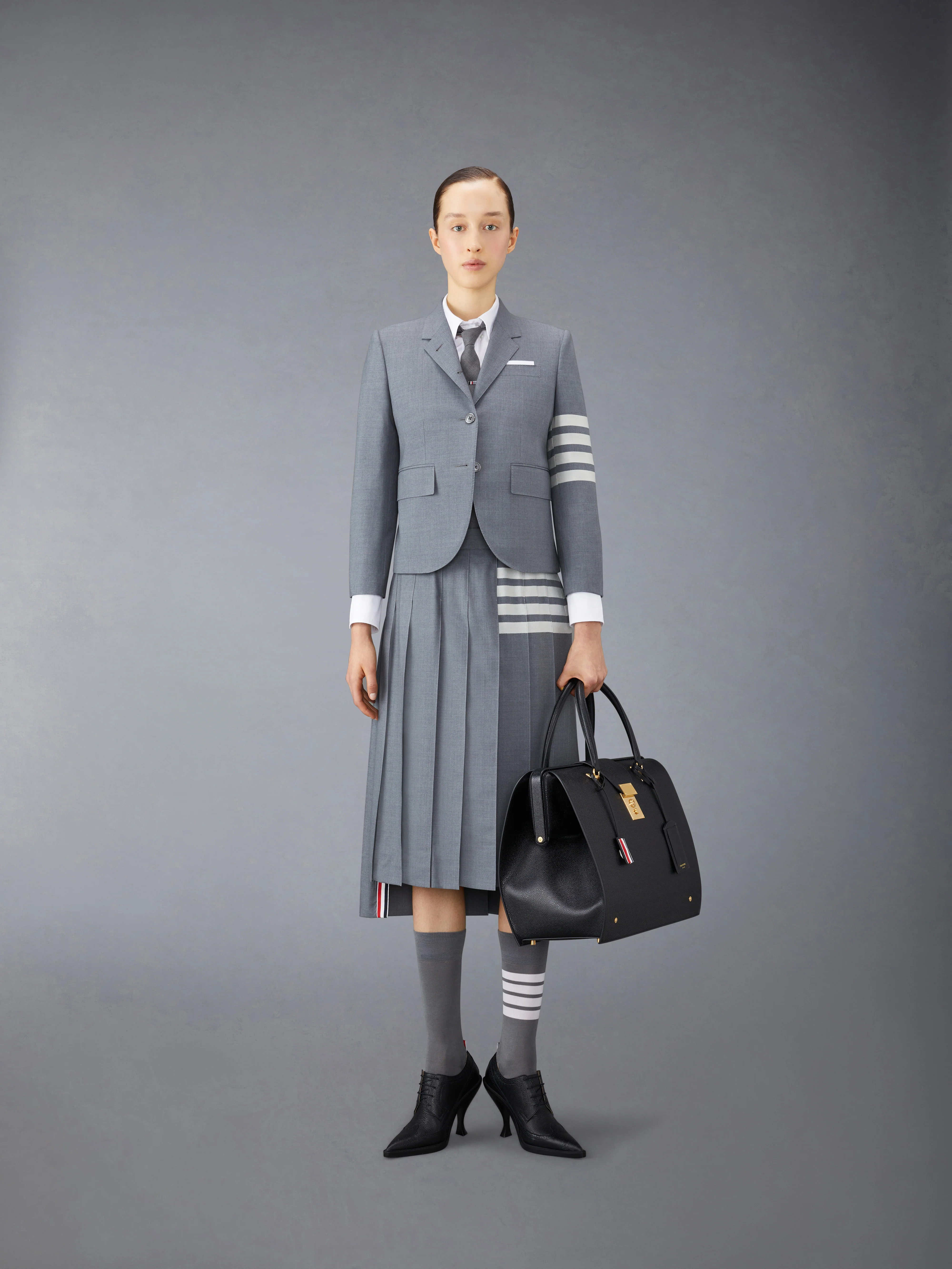 PLAIN WEAVE 4-BAR PLEATED SKIRT - Image 4