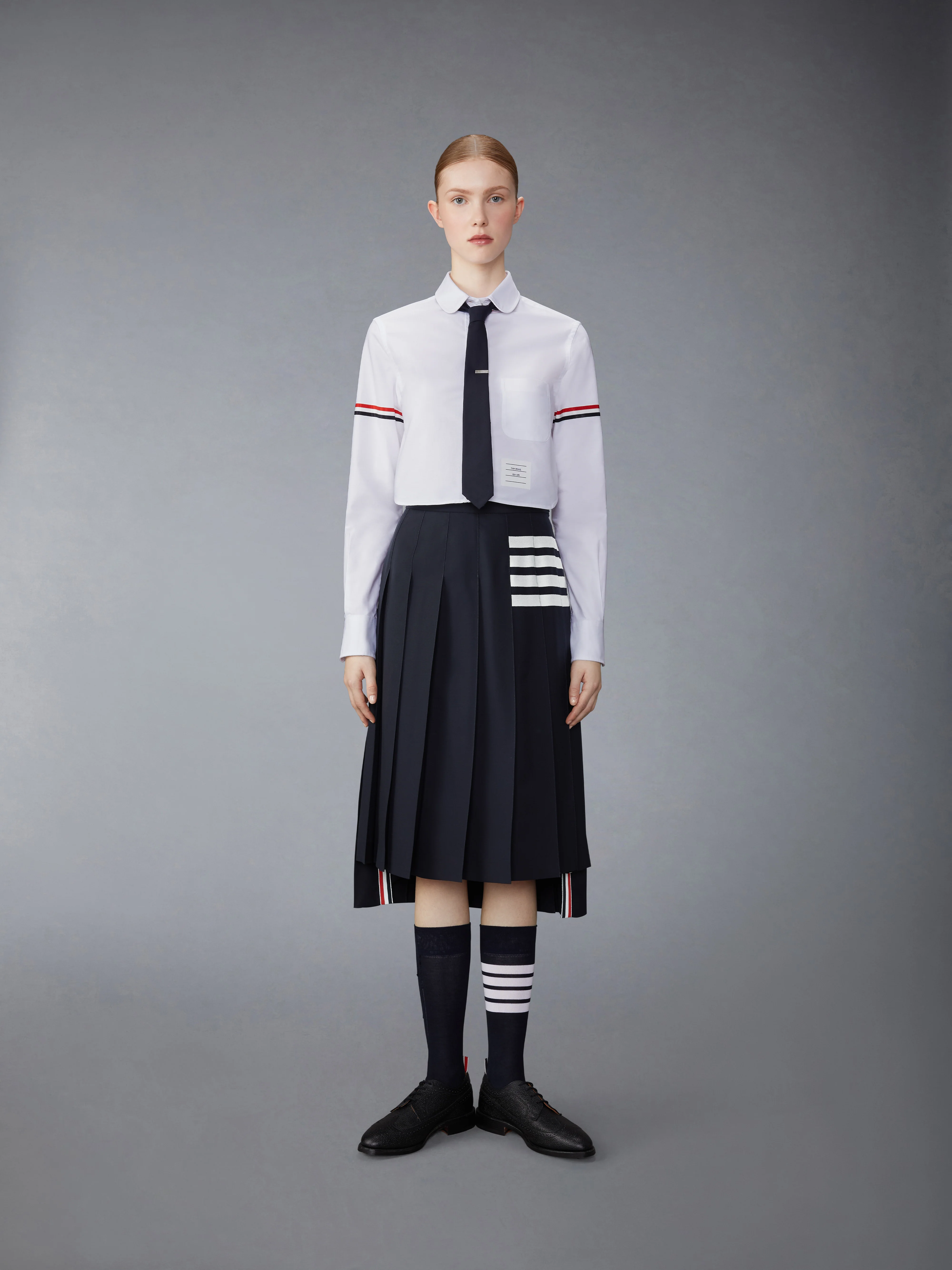 PLAIN WEAVE 4-BAR PLEATED SKIRT - Image 4