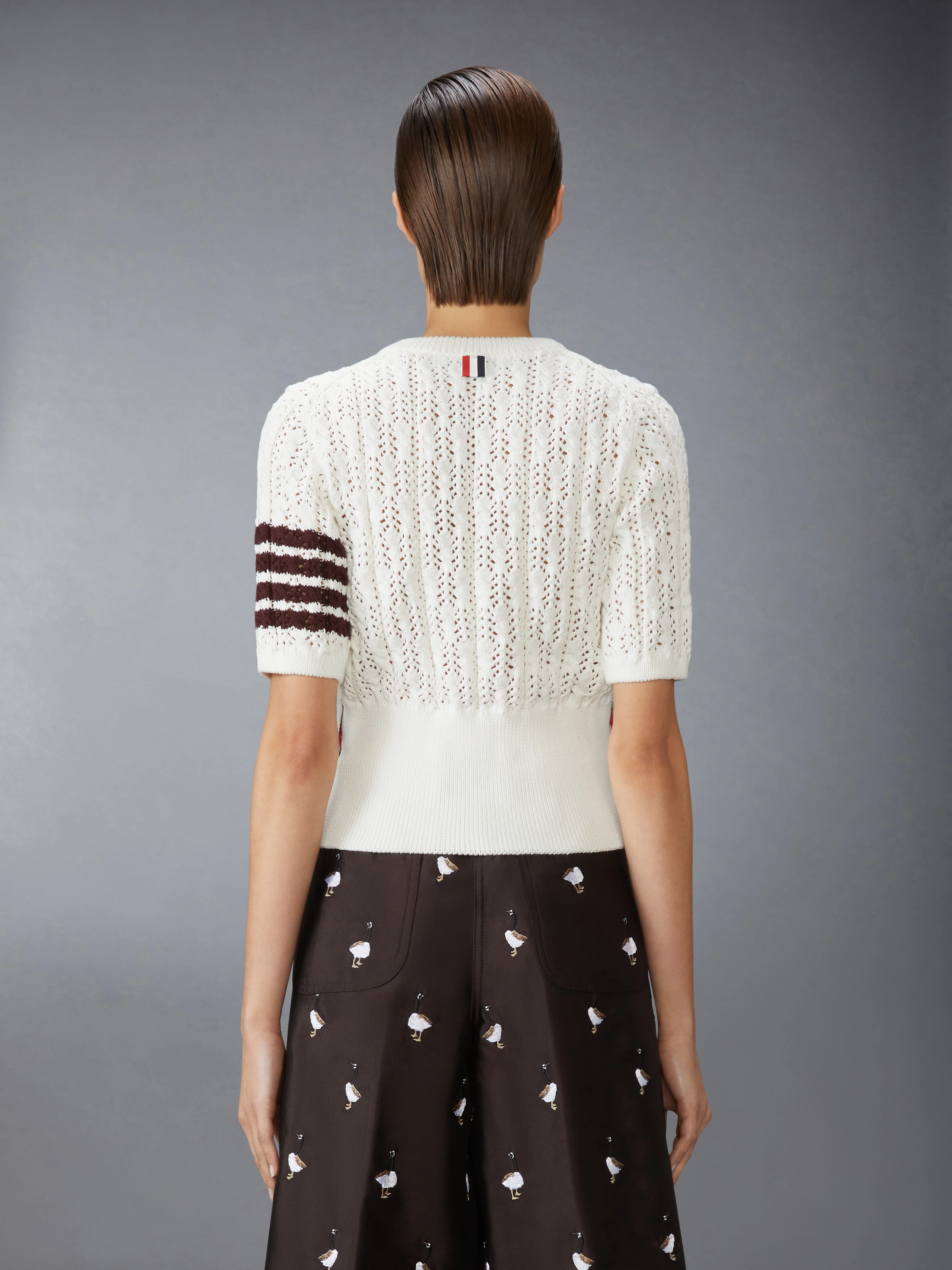 POINTELLE CABLE STITCH 4-BAR TEE - Image 2