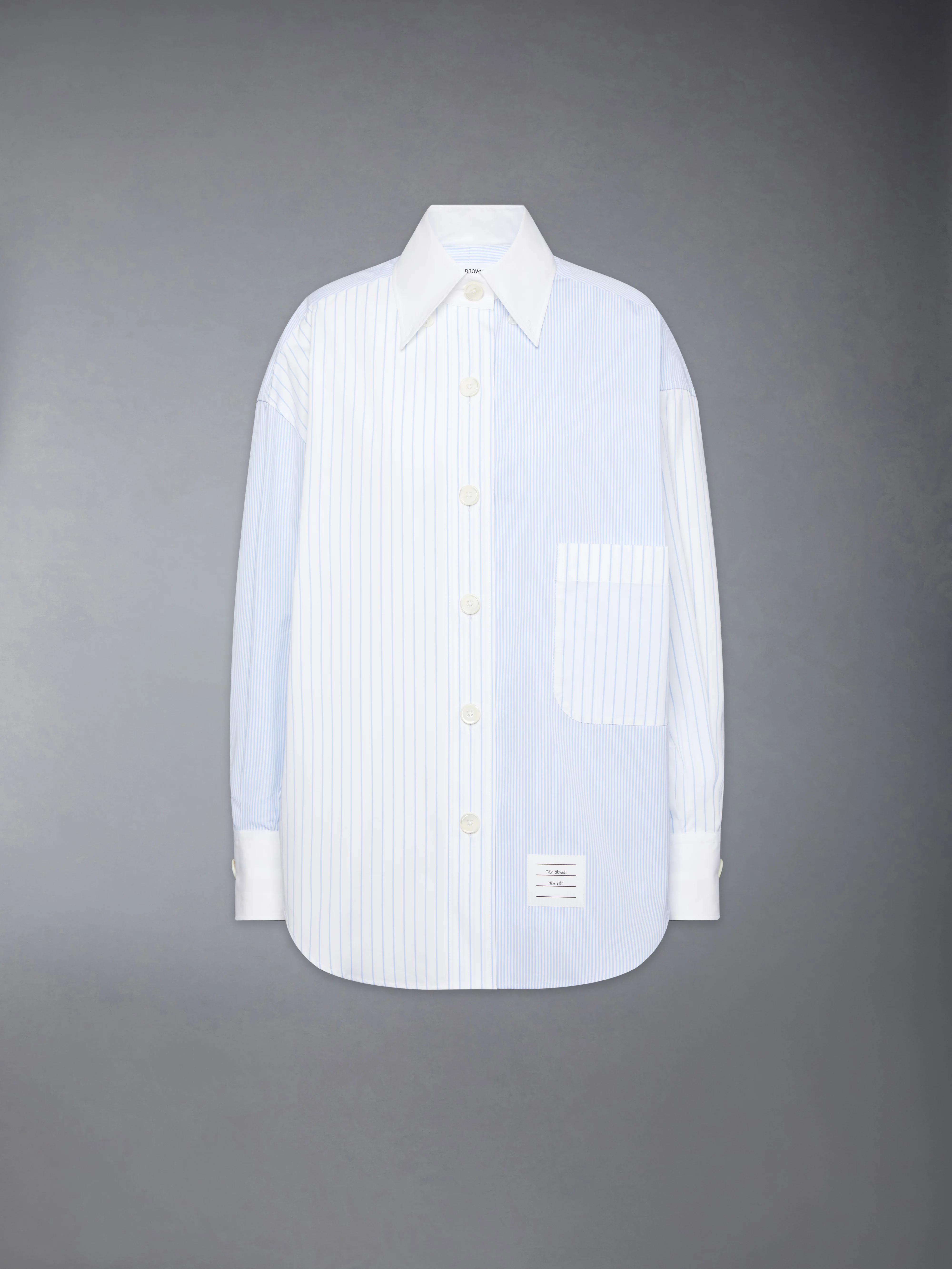 POPLIN PINSTRIPE FUNMIX MICRO UNIVERSITY STRIPED SUPERSIZED LONG SLEEVE SHIRT - Image 6