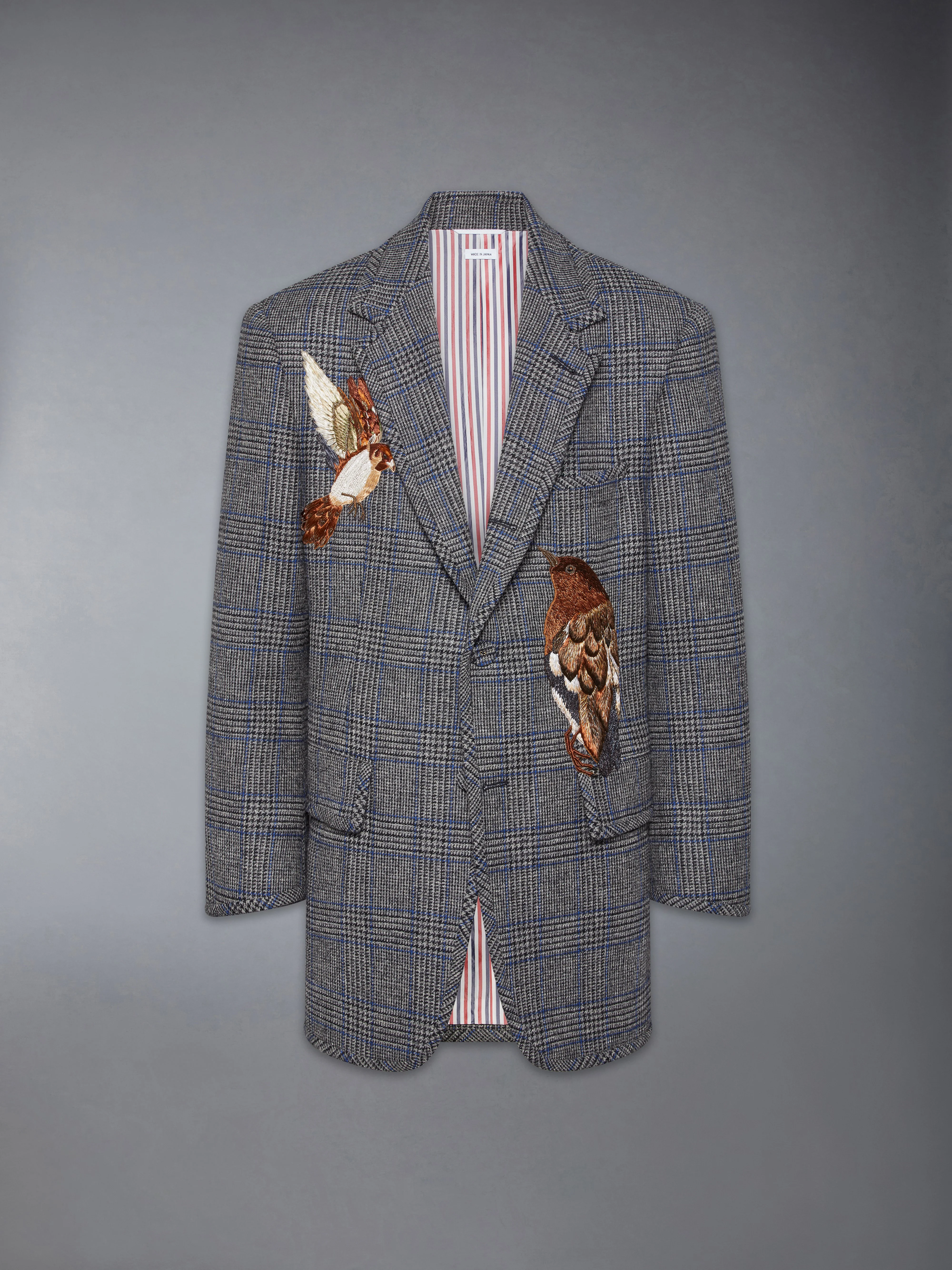 PRINCE OF WALES HUNTING TWEED BIRD APPLIQUE OVERSIZED JACKET - Image 6