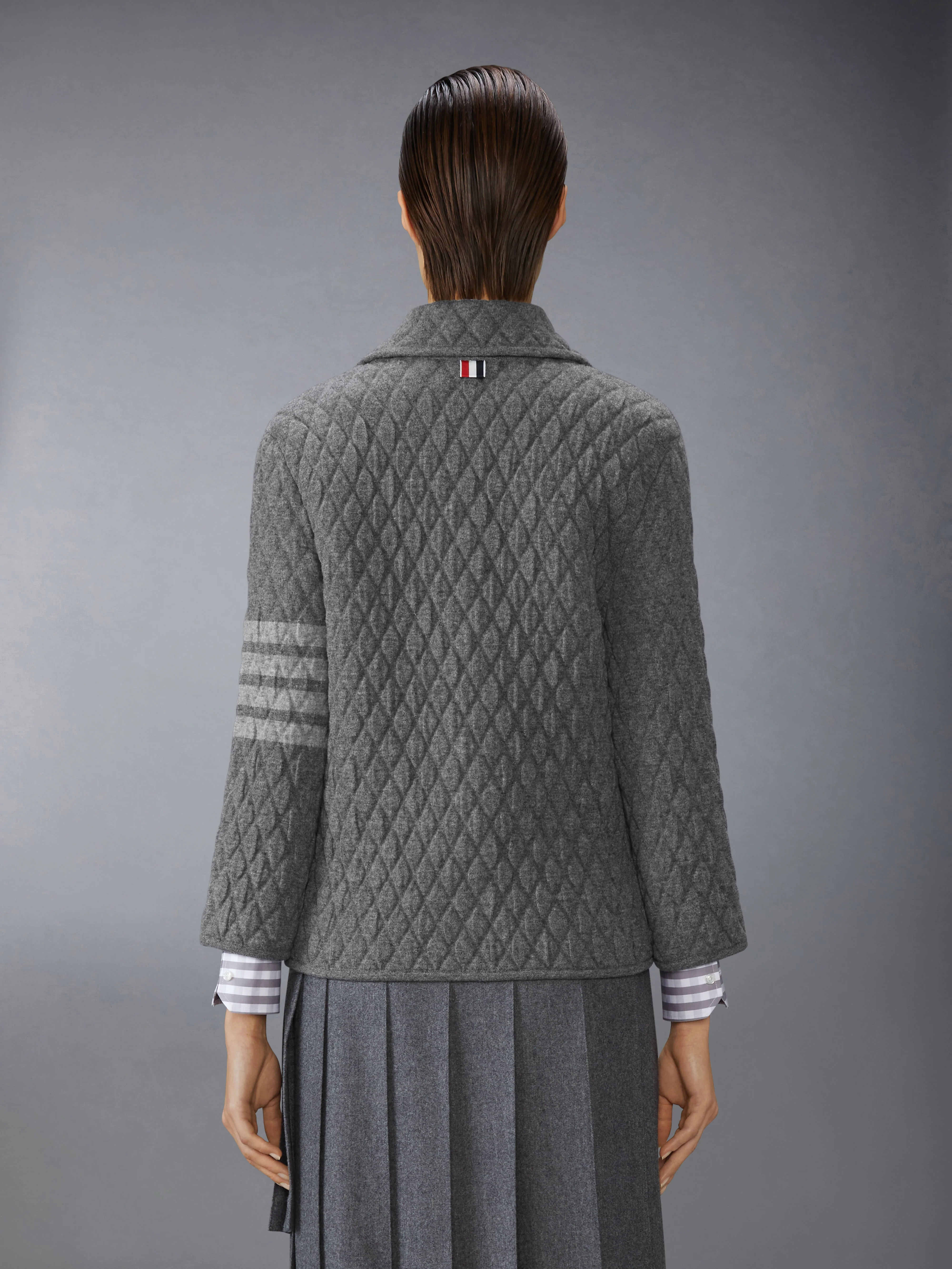 QUILTED KNIT JACQUARD MERINO WOOL 4-BAR WORK JACKET - Image 2