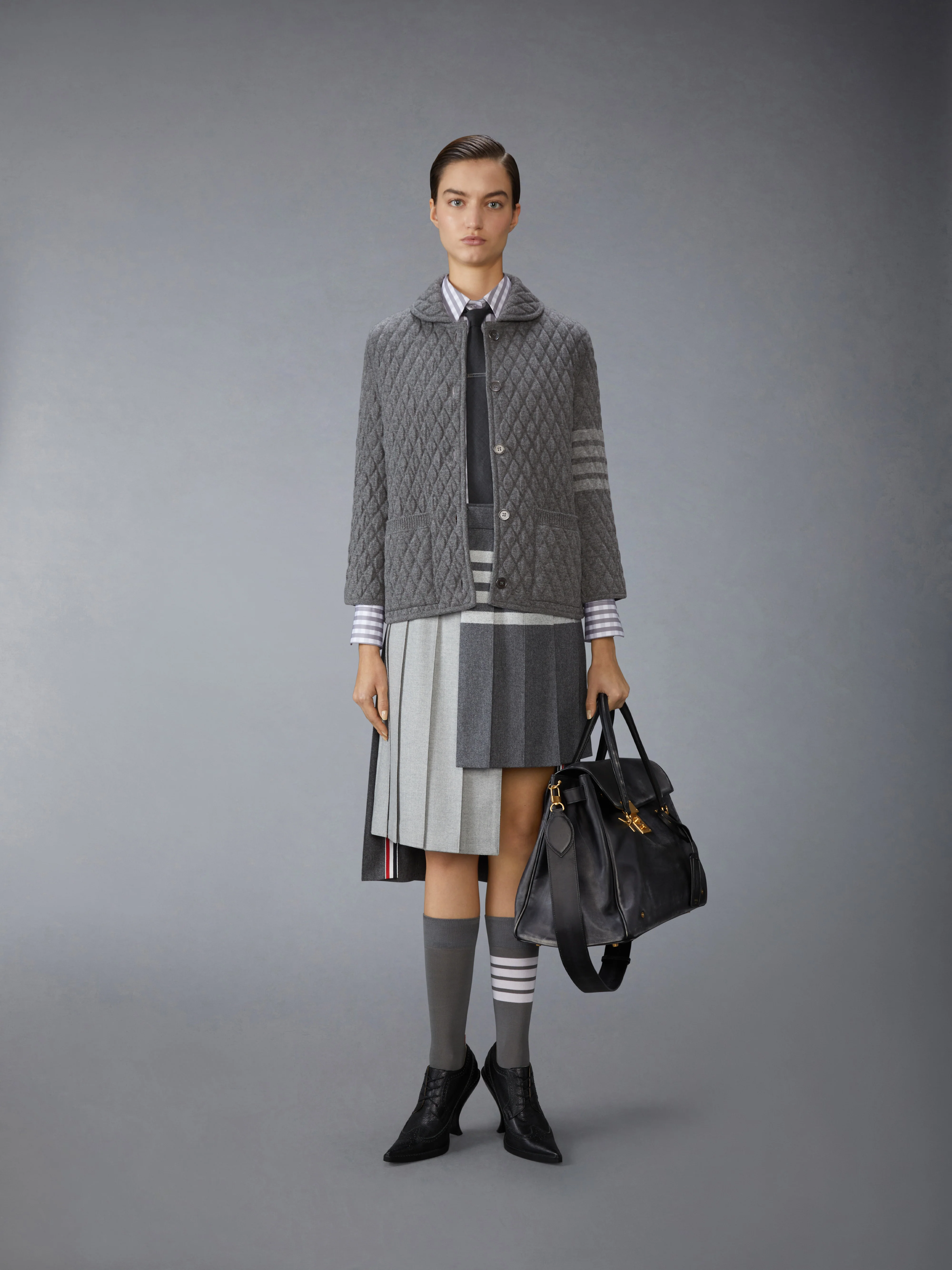 QUILTED KNIT JACQUARD MERINO WOOL 4-BAR WORK JACKET - Image 3