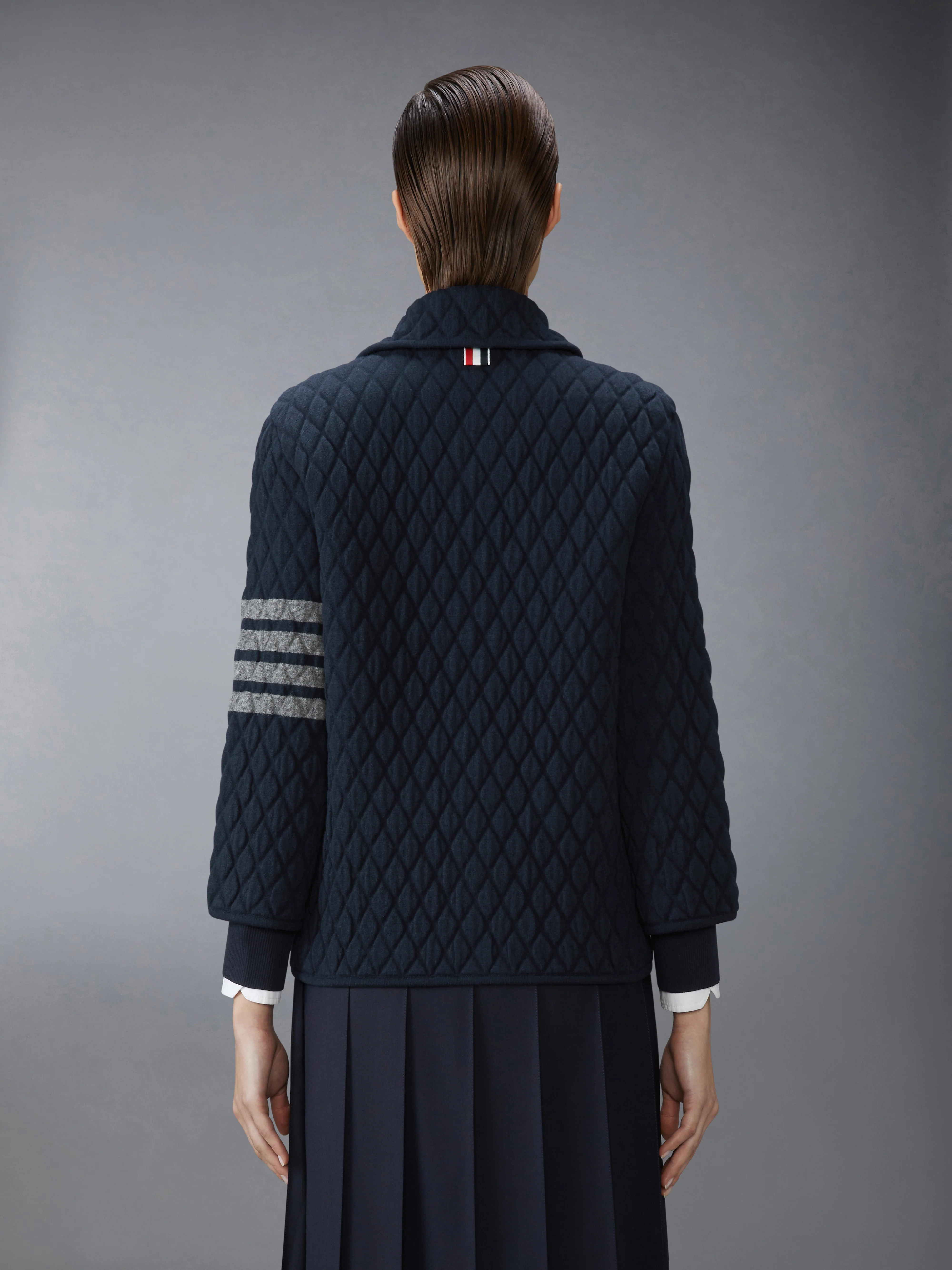 QUILTED KNIT JACQUARD MERINO WOOL 4-BAR WORK JACKET - Image 2