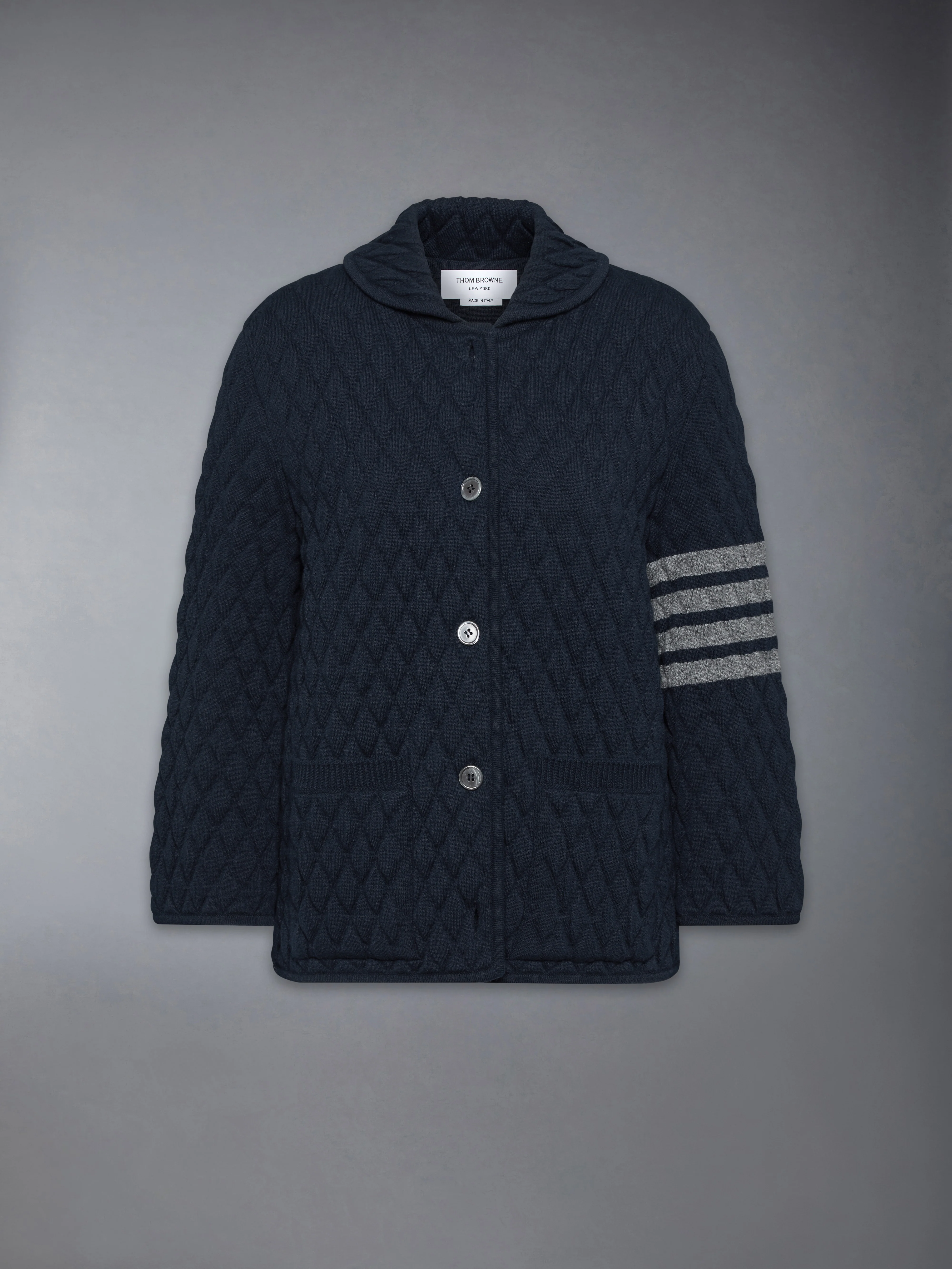 QUILTED KNIT JACQUARD MERINO WOOL 4-BAR WORK JACKET - Image 6