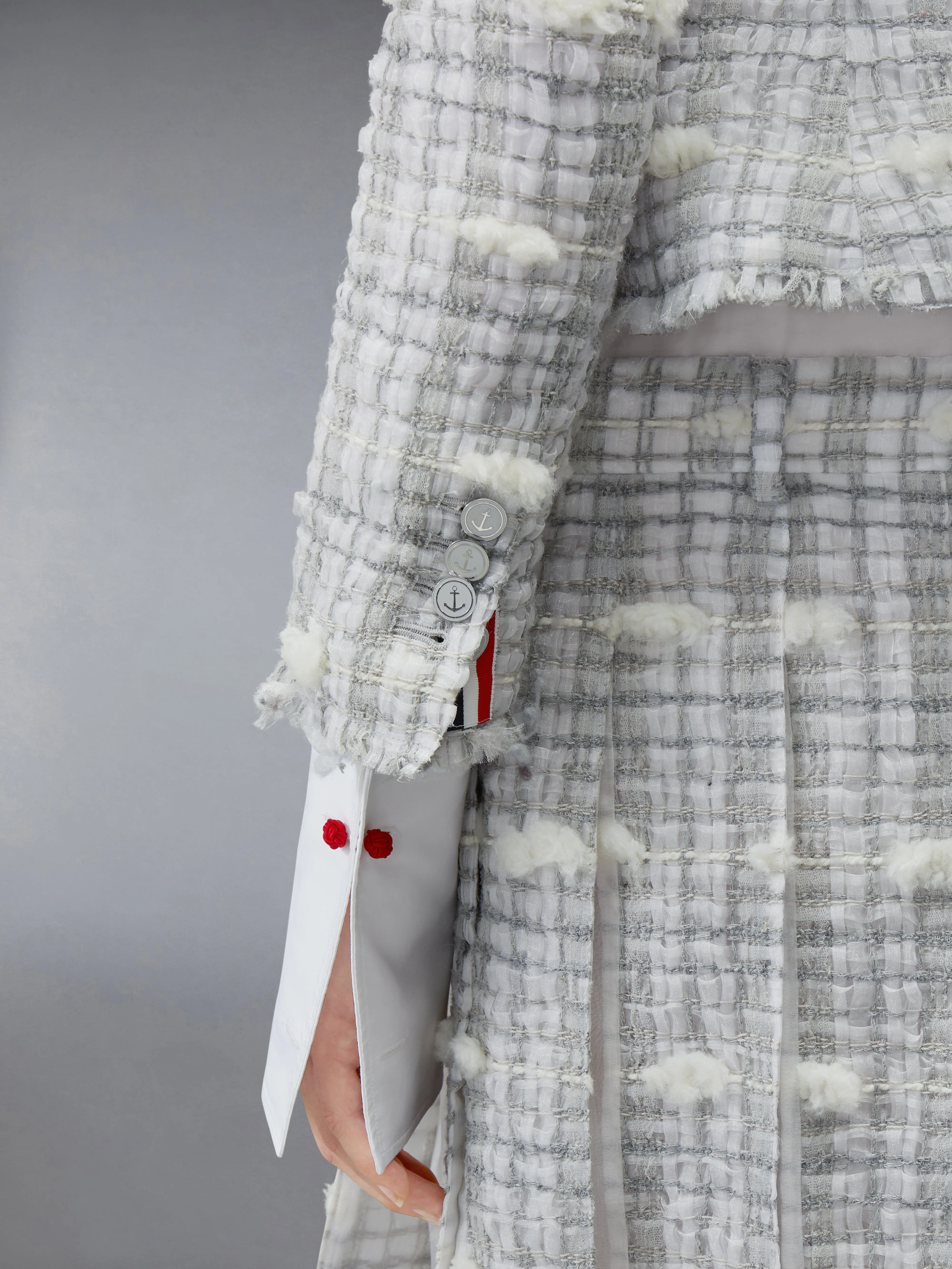 REPP STRIPE POUF TWEED CROPPED JACKET - Image 4