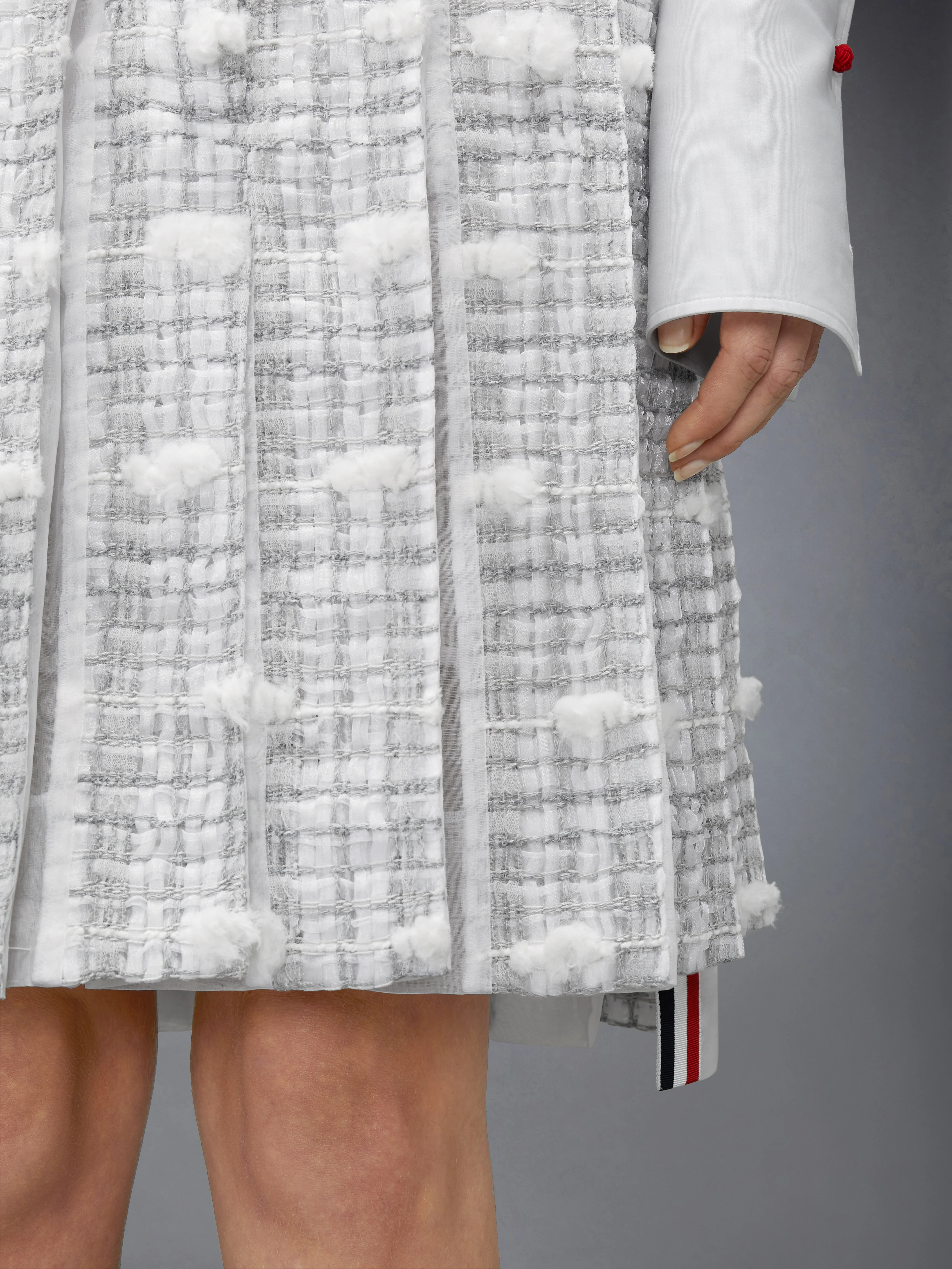 REPP STRIPE POUF TWEED LOW RISE PLEATED SKIRT - Image 4