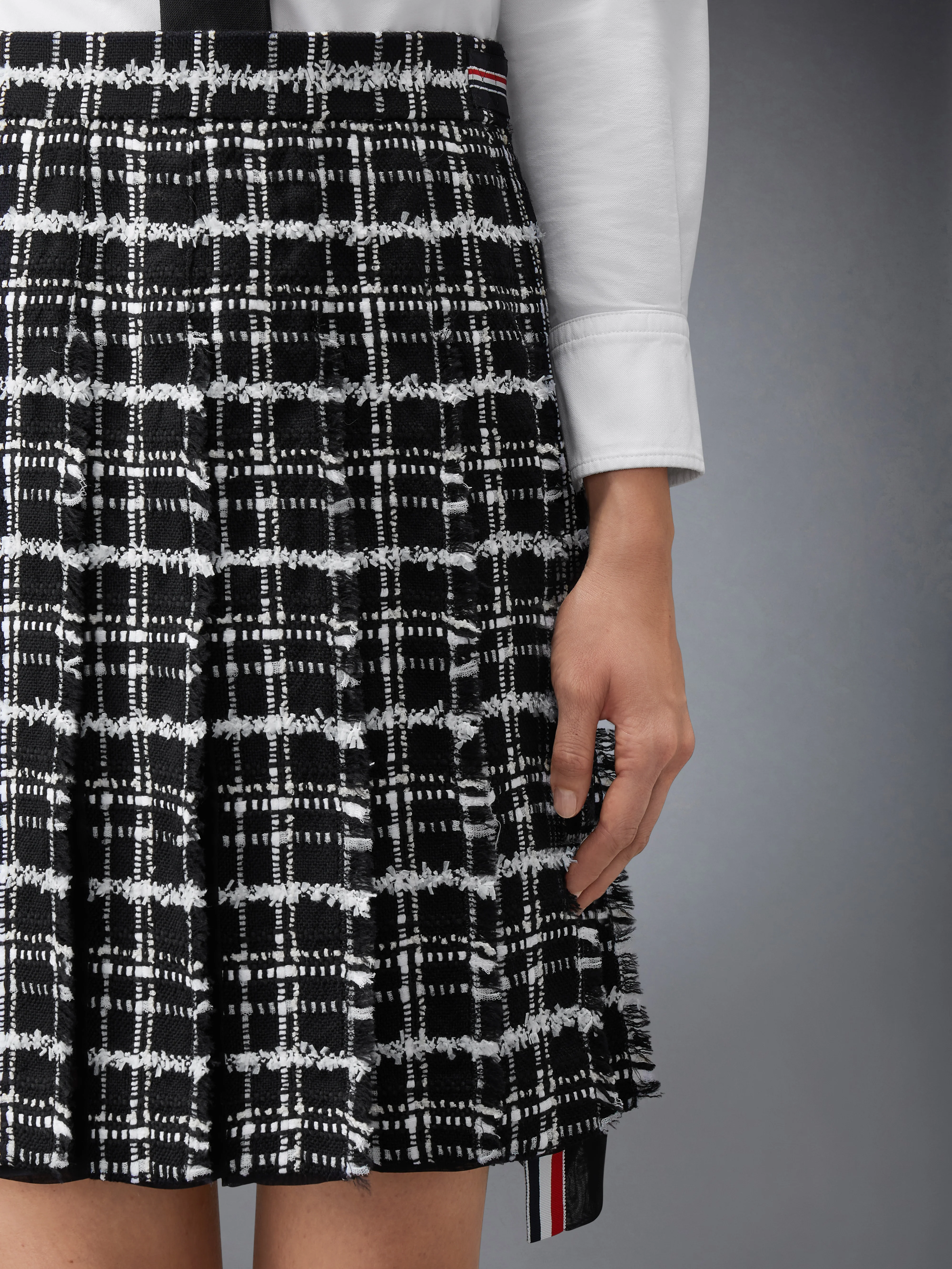 RIBBON TWEED PLEATED SKIRT WITH FRAY EDGE - Image 6