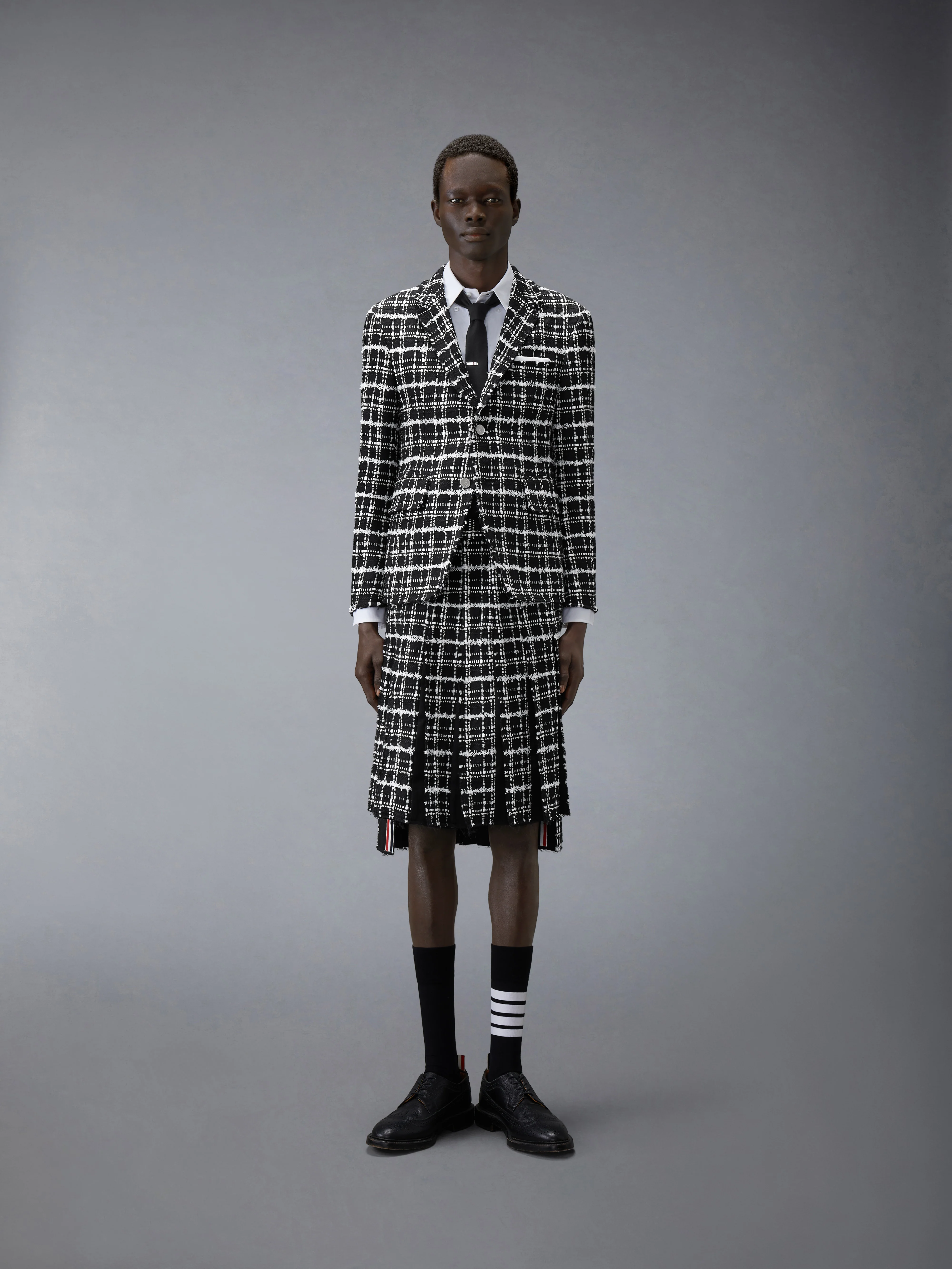 RIBBON TWEED PLEATED SKIRT WITH FRAY EDGE - Image 5