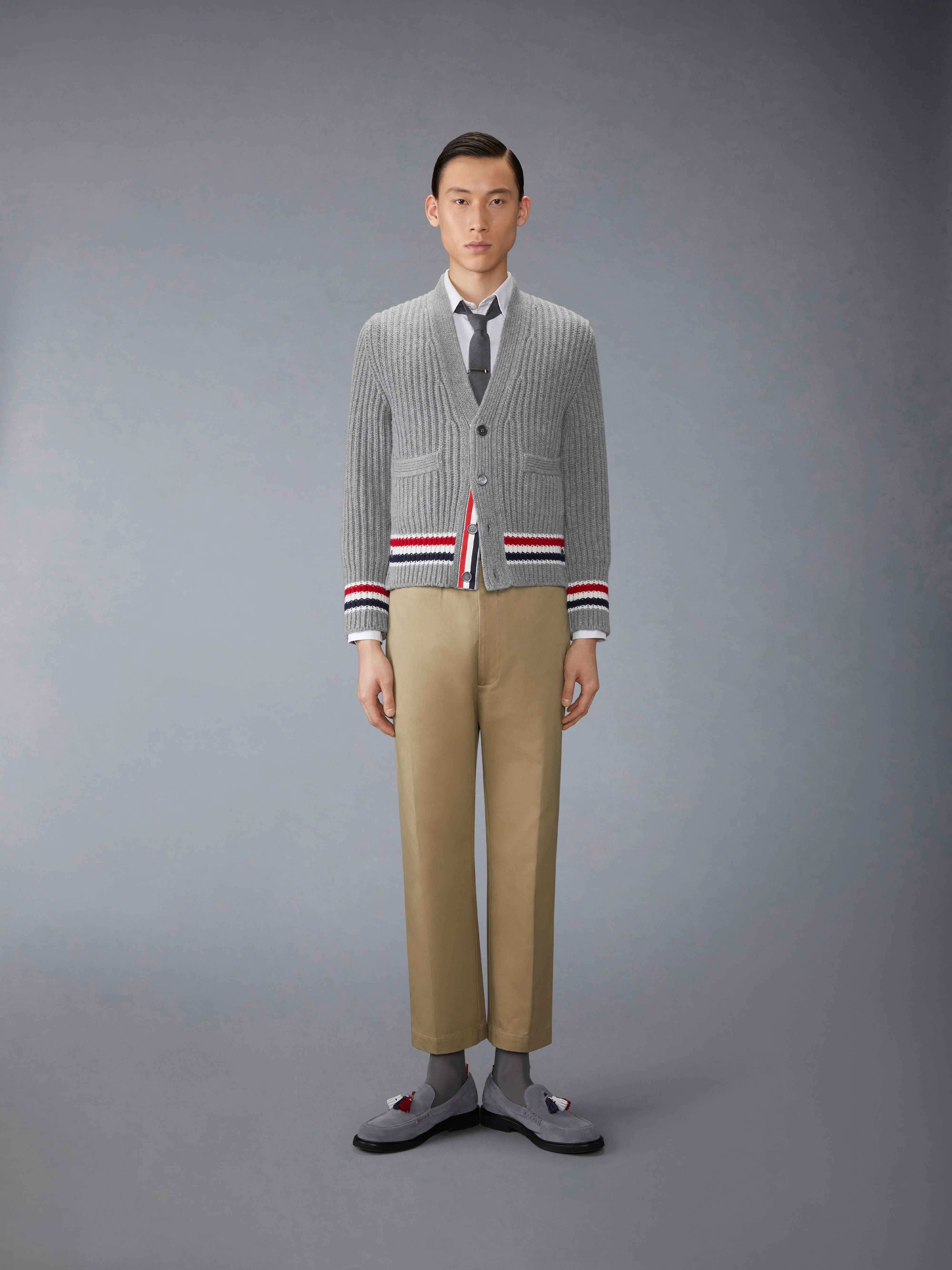 RWB STRIPE CASHMERE V NECK CARDIGAN - Image 3