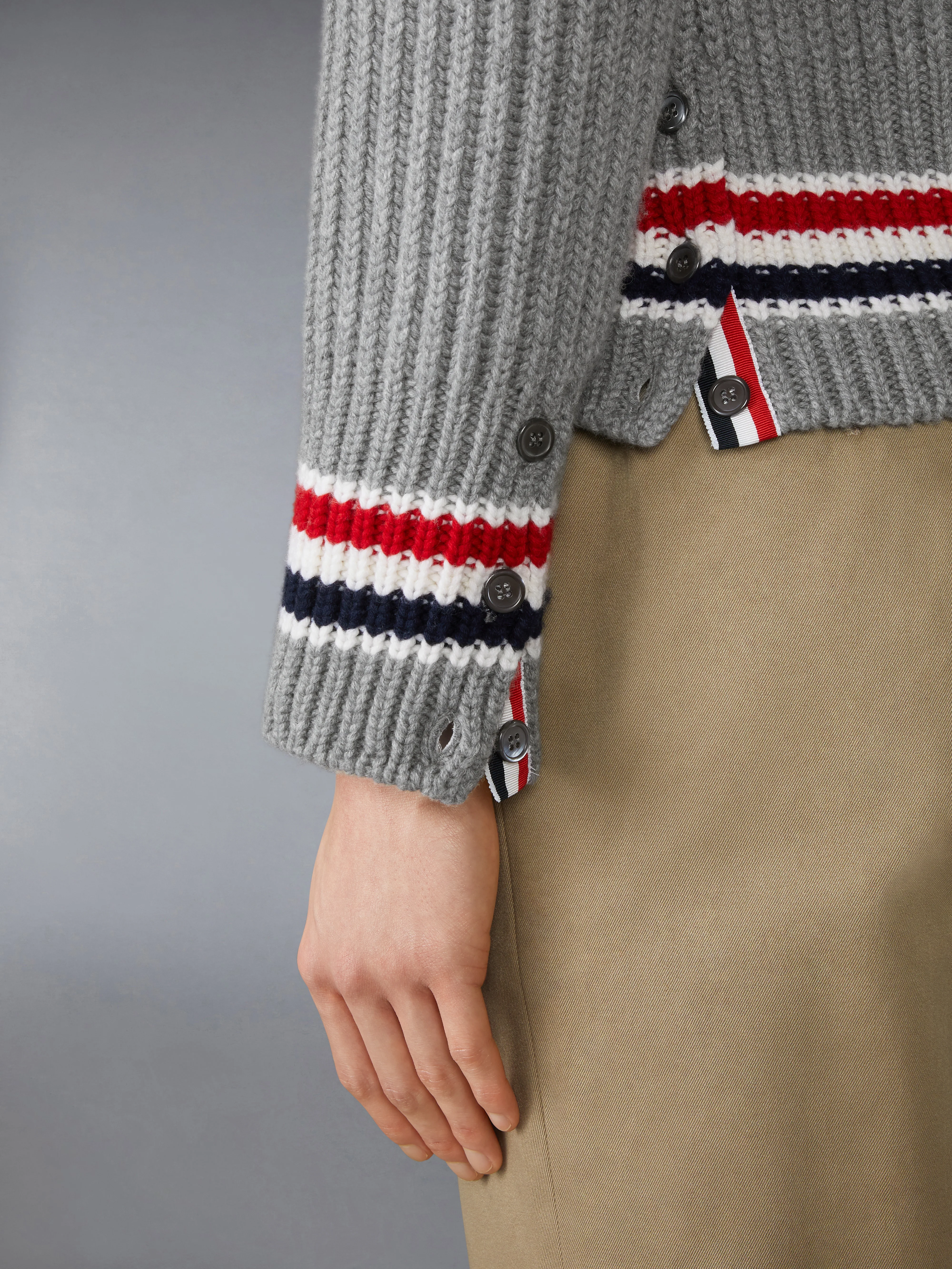 RWB STRIPE CASHMERE V NECK CARDIGAN - Image 4