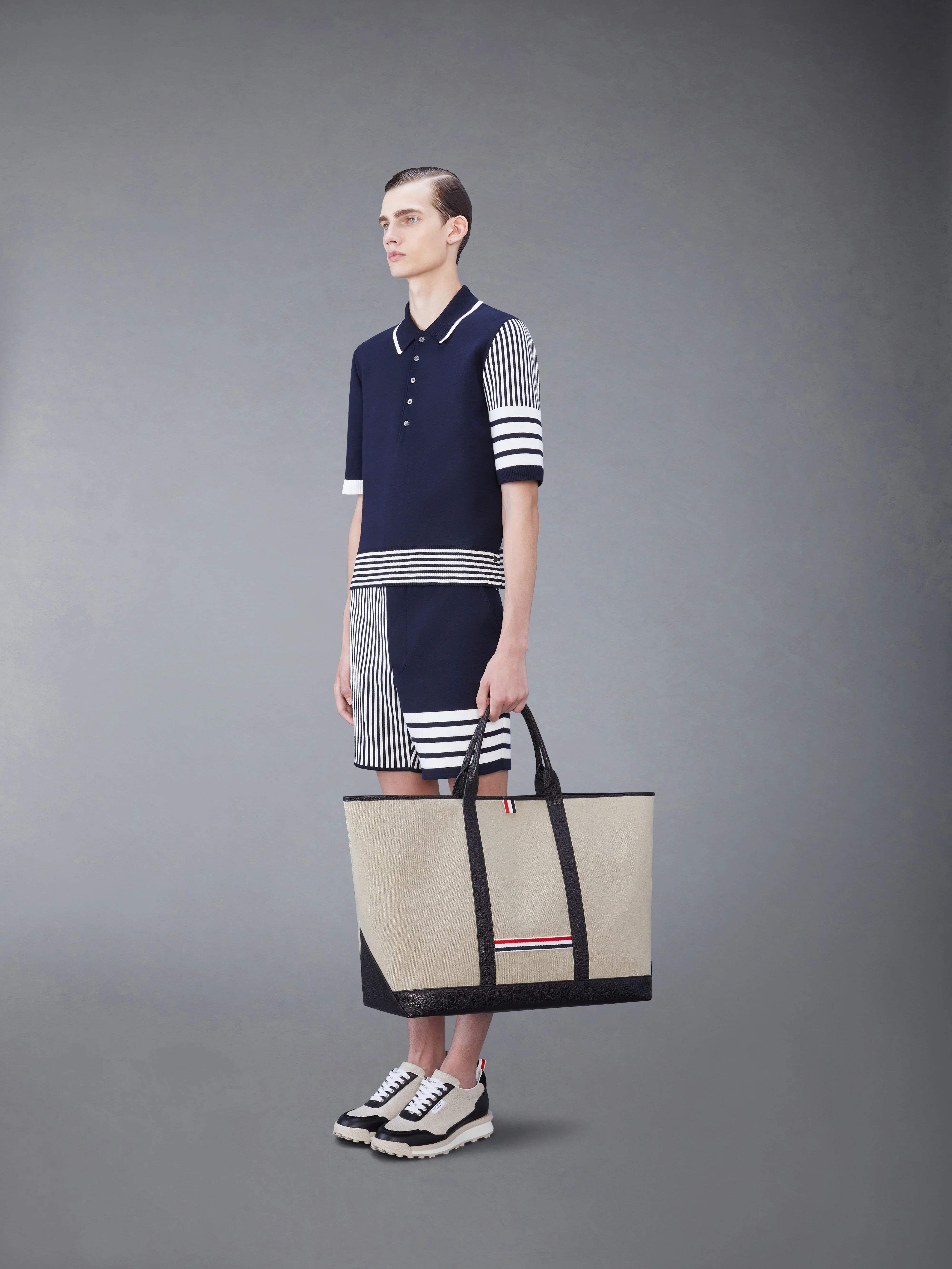 SALT AND PEPPER COTTON CANVAS OVERSIZED TOOL TOTE - Image 4