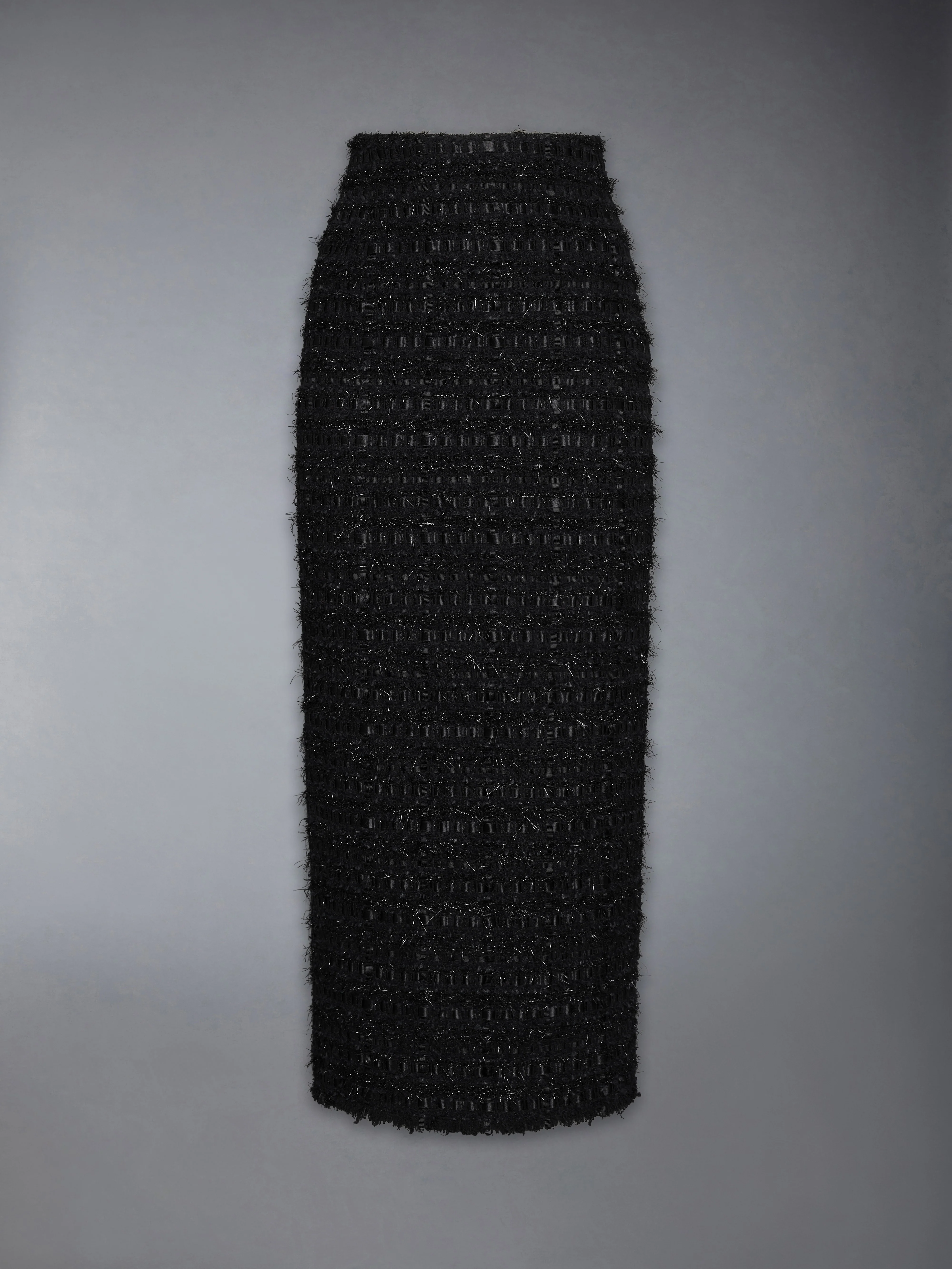 SATIN RIBBON TWEED FRAYED HOBBLE SKIRT - Image 6