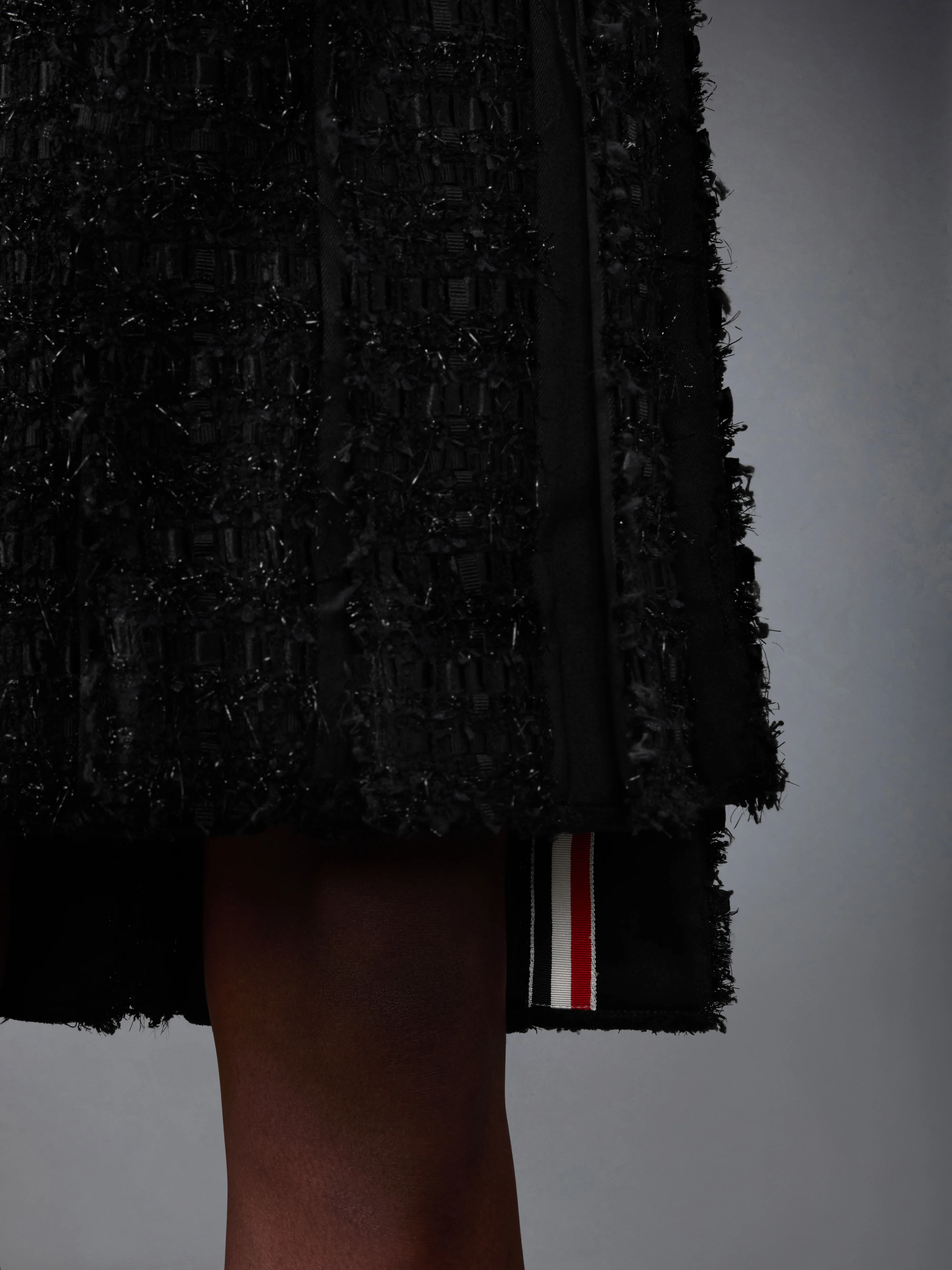 SATIN RIBBON TWEED FRAYED PLEATED SKIRT - Image 6