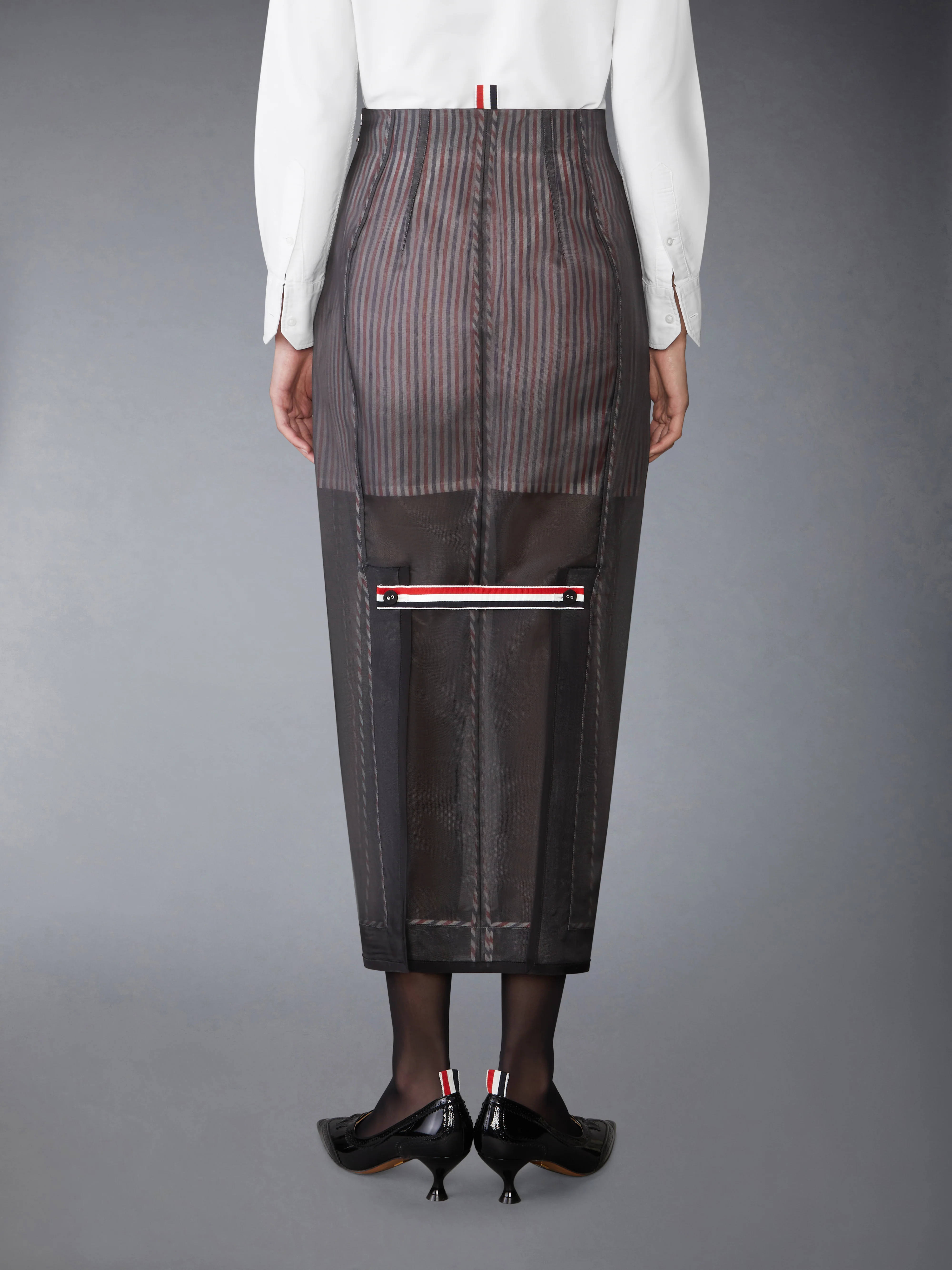 SILK ORGANZA HIGH WAISTED PENCIL SKIRT - Image 3