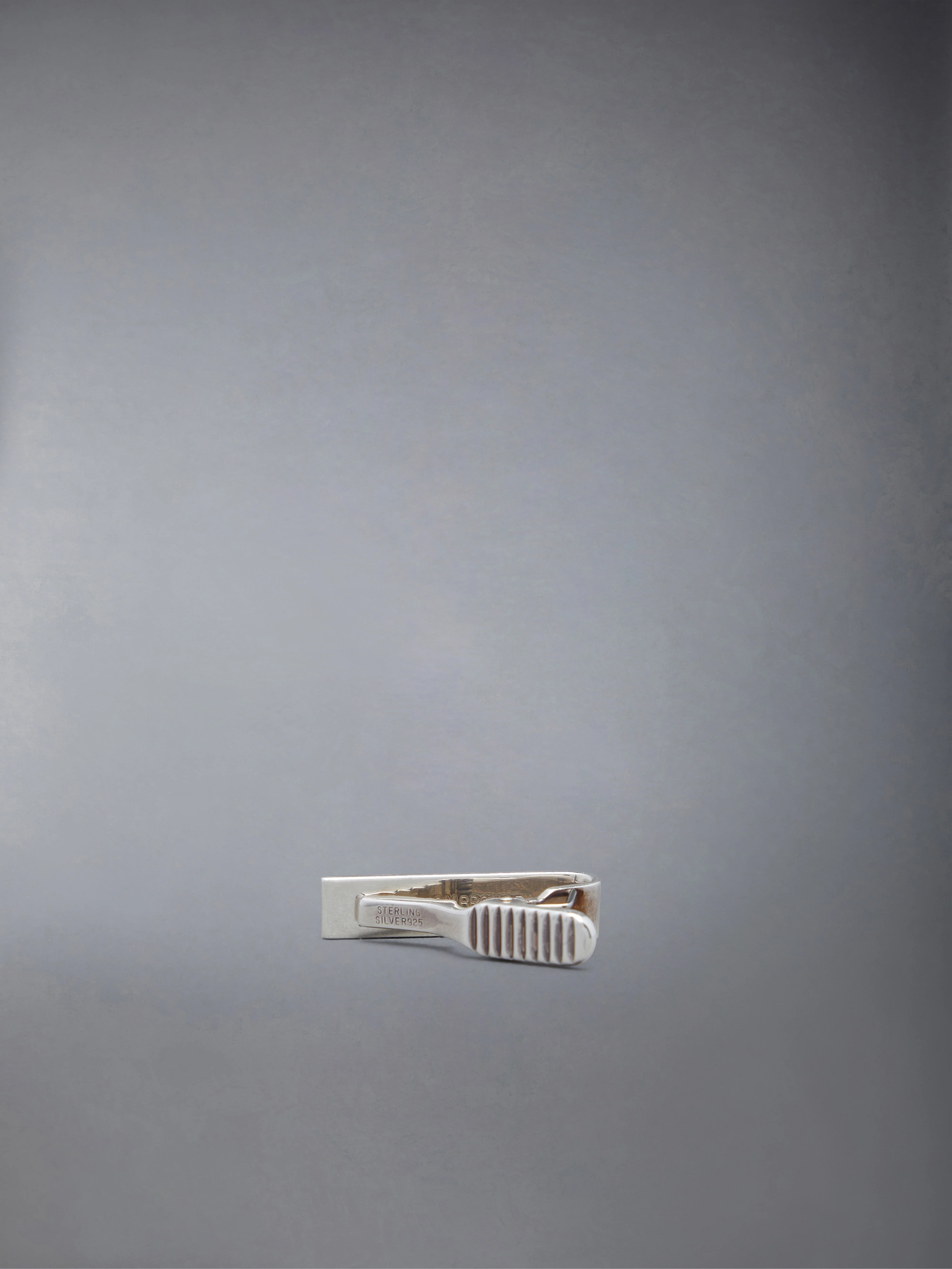 SILVER ENAMEL STRIPE SHORT TIE BAR - Image 3