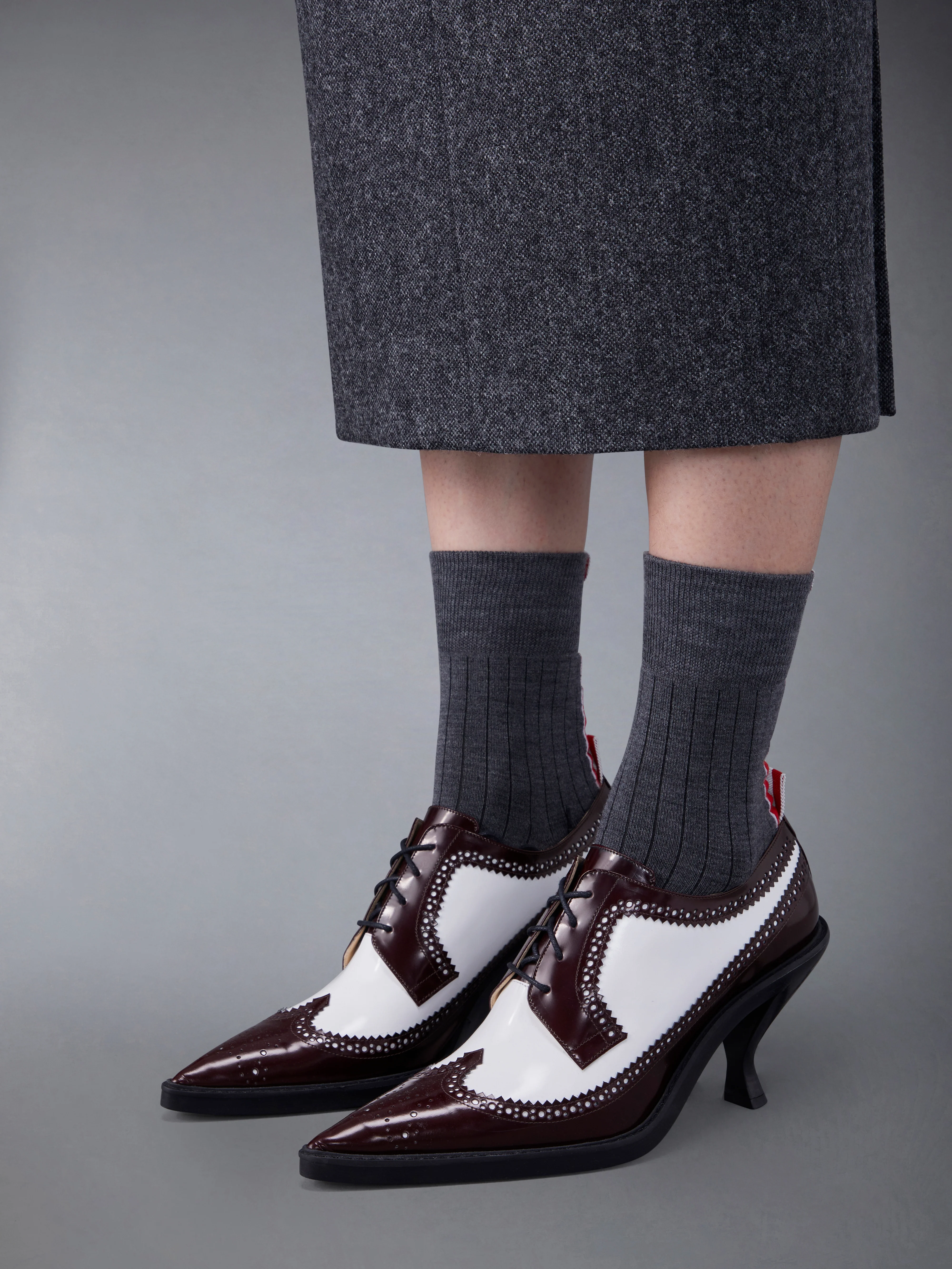 SOFT SPAZZOLATO LONGWING SPECTATOR BROGUE HEEL 75MM - Image 4