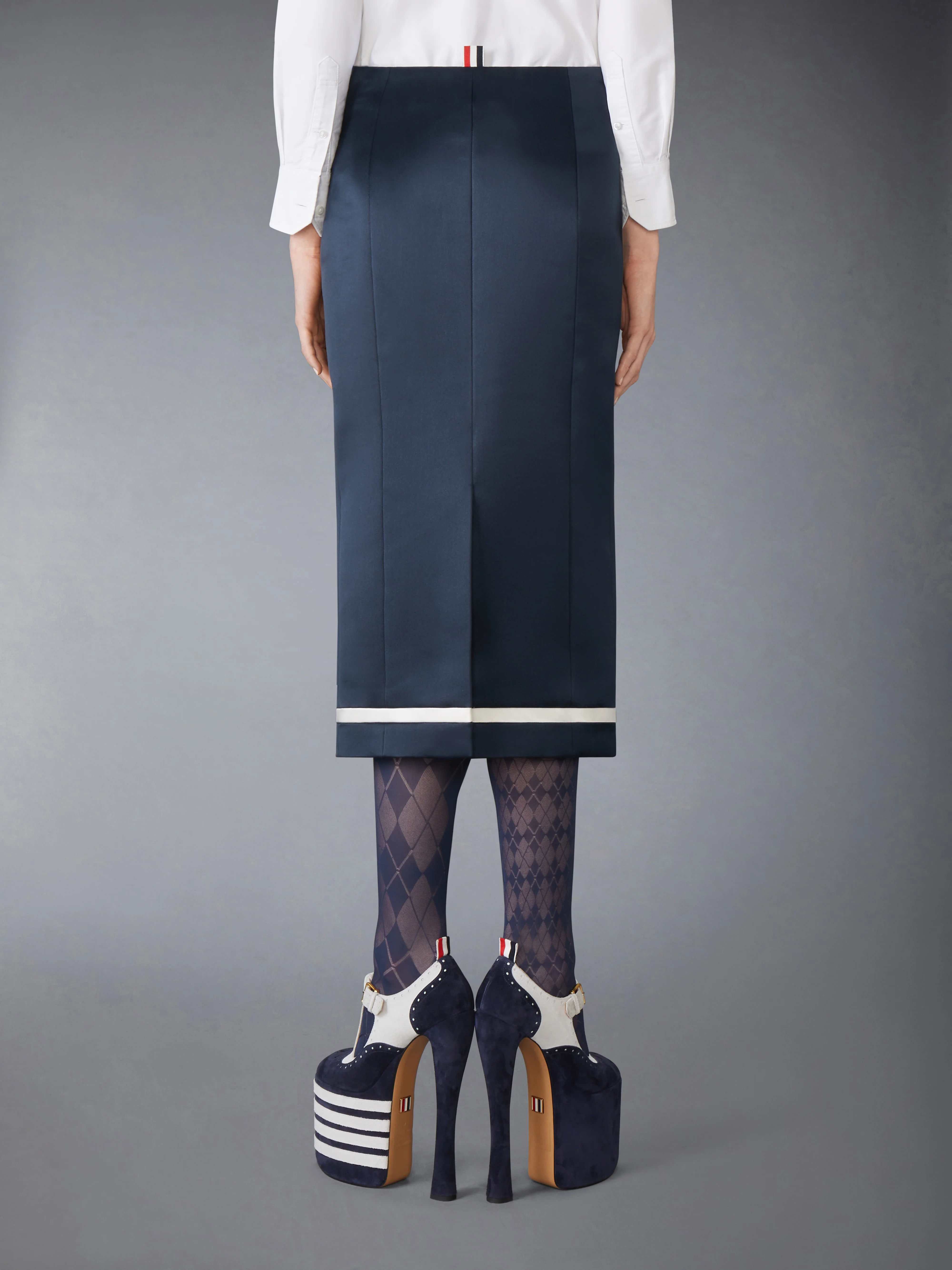 SOLID DOUBLE DUCHESS PENCIL SKIRT - Image 3