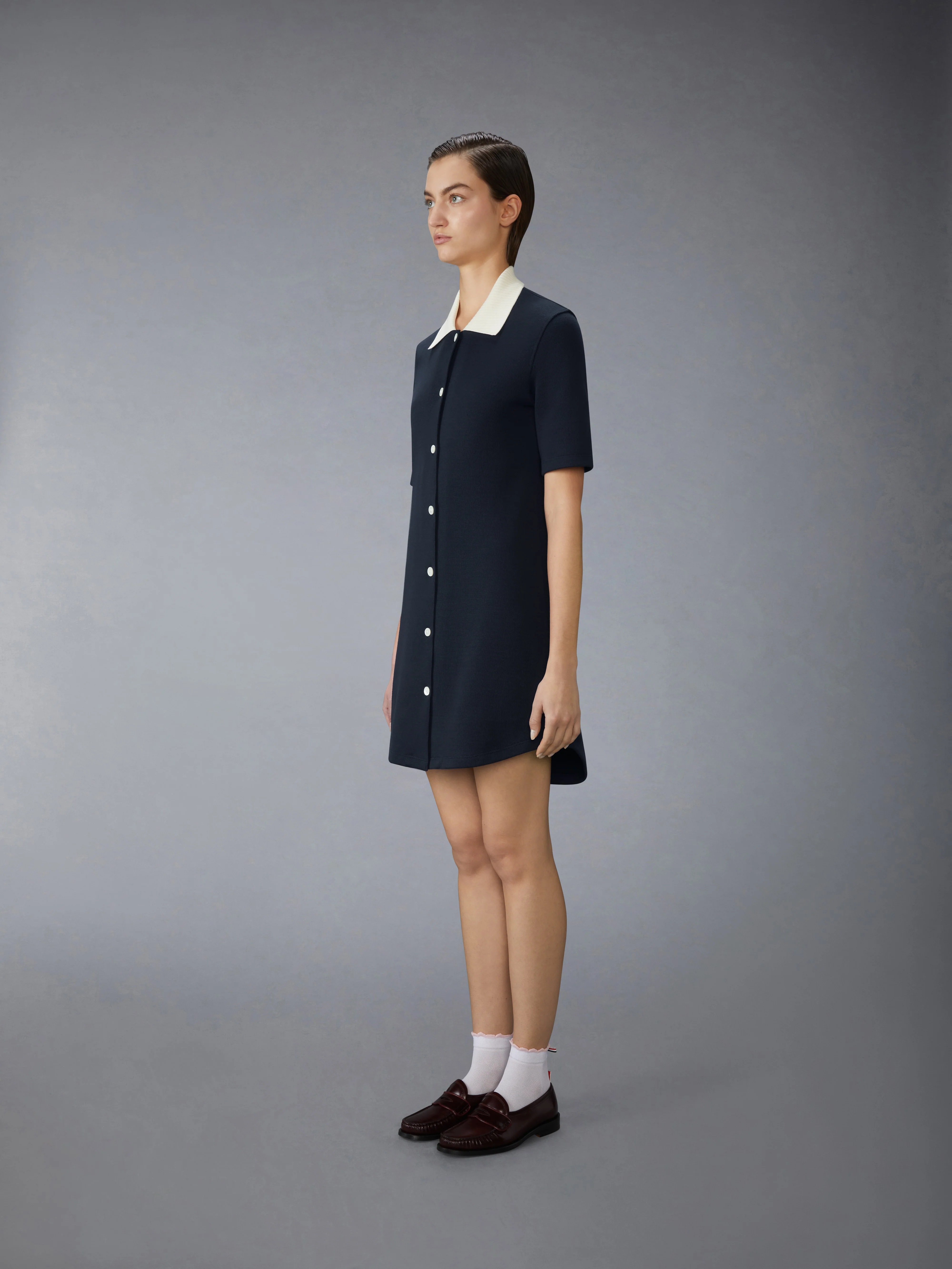 SOLID DOUBLE FACE KNIT POLO DRESS - Image 2