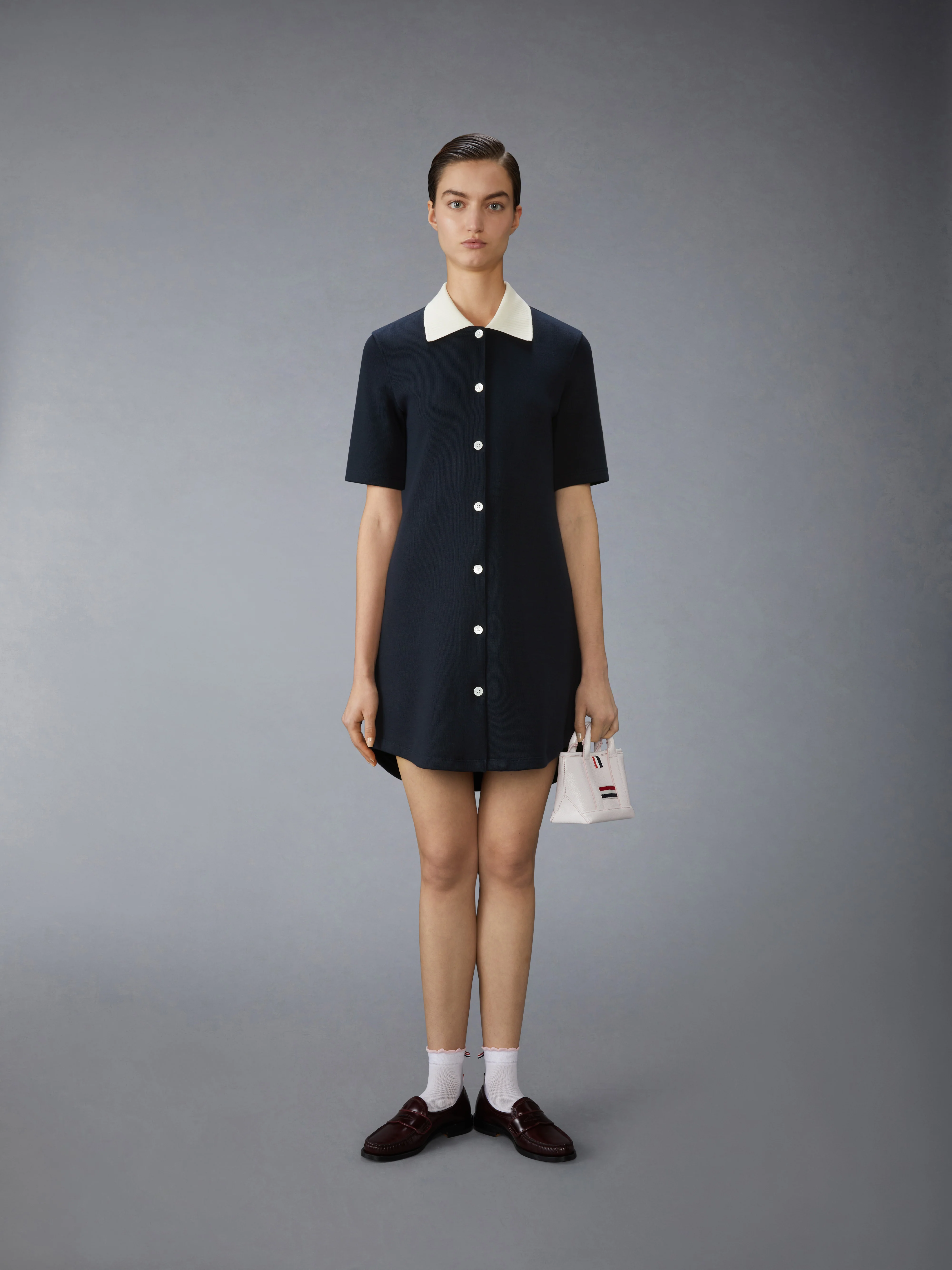 SOLID DOUBLE FACE KNIT POLO DRESS - Image 4