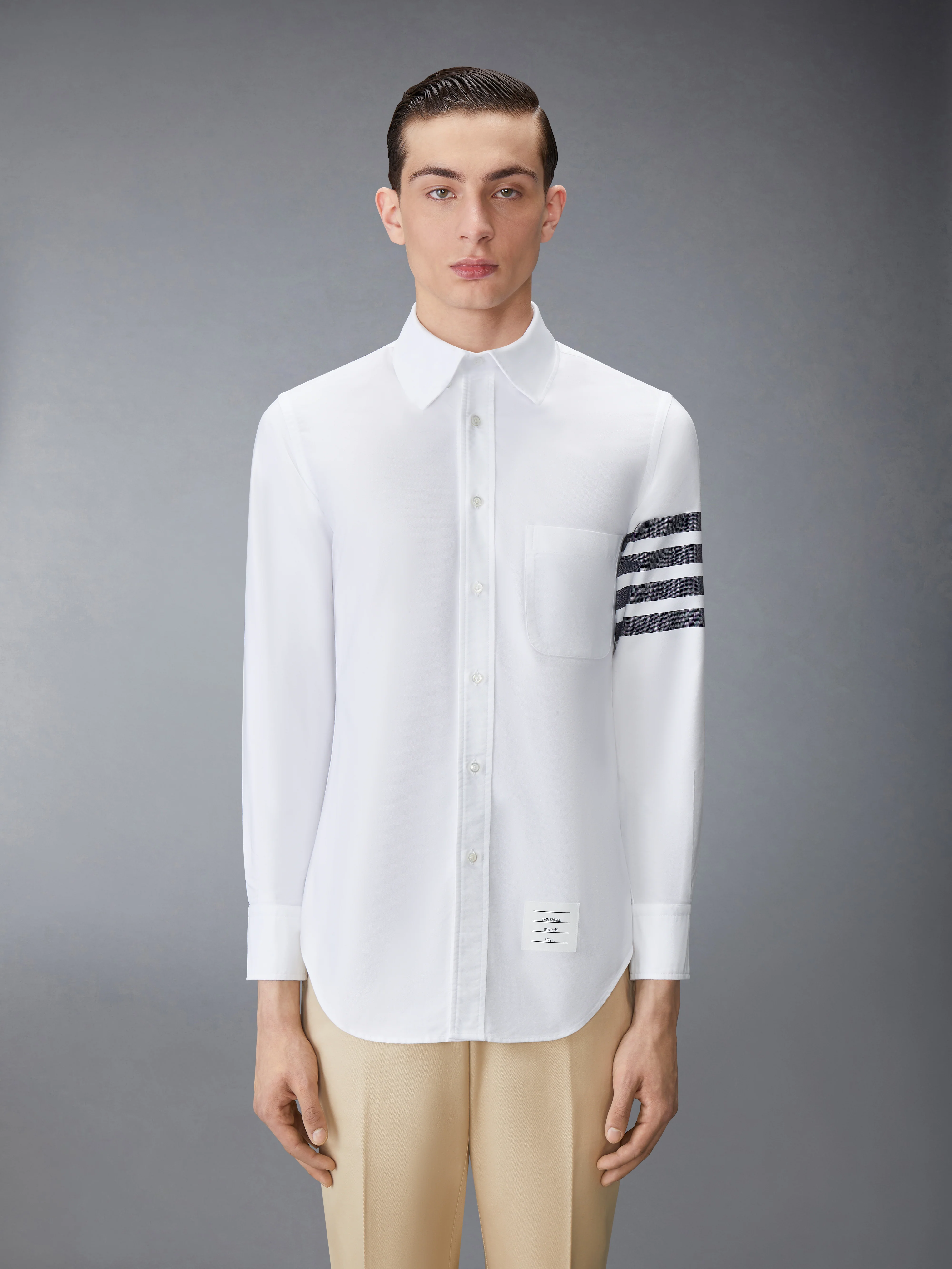 SOLID OXFORD 4-BAR POINT COLLAR SHIRT - Image 2