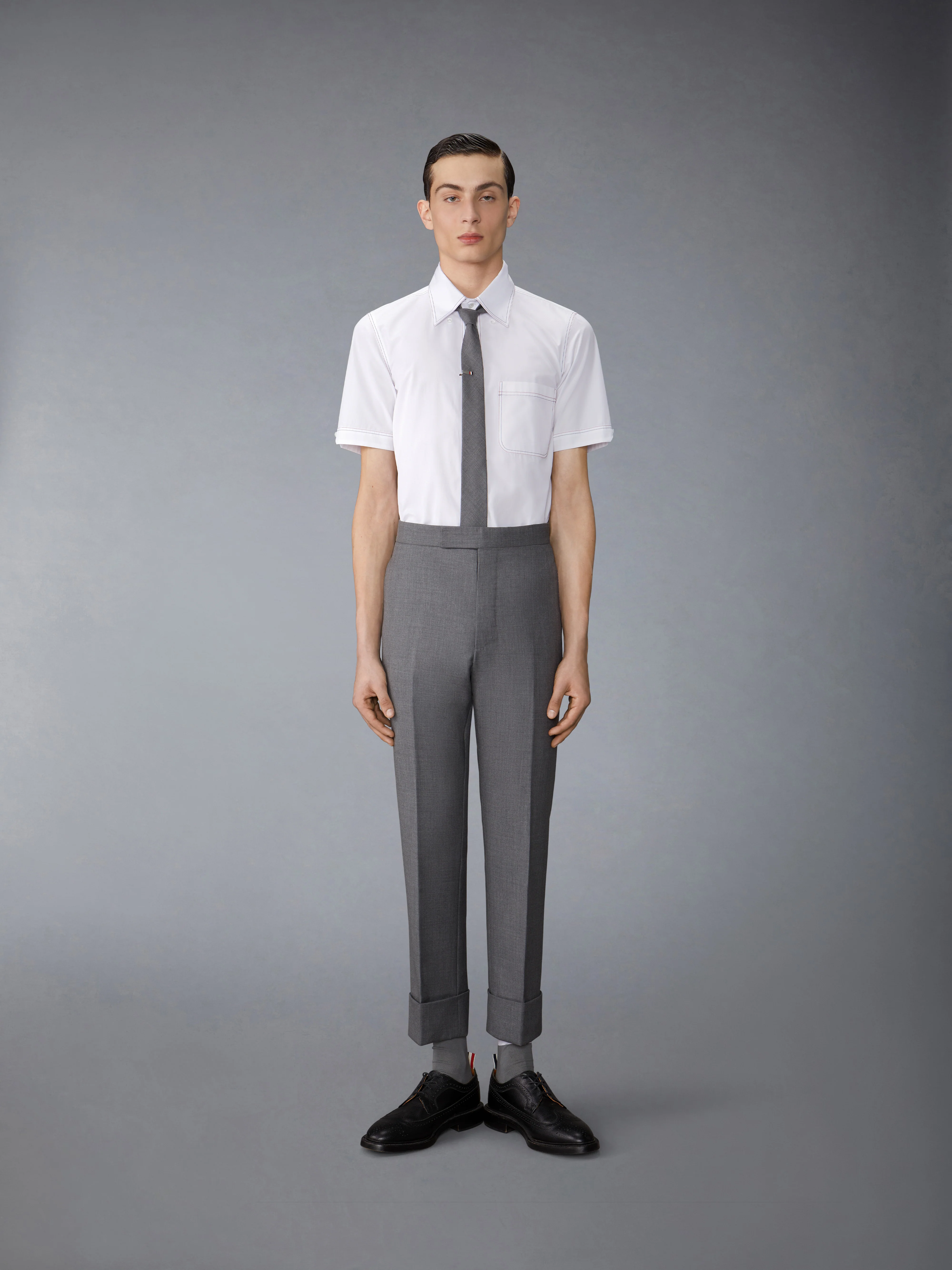 SOLID POPLIN CONTRAST TOPSTITCH SHORT SLEEVE SHIRT - Image 4