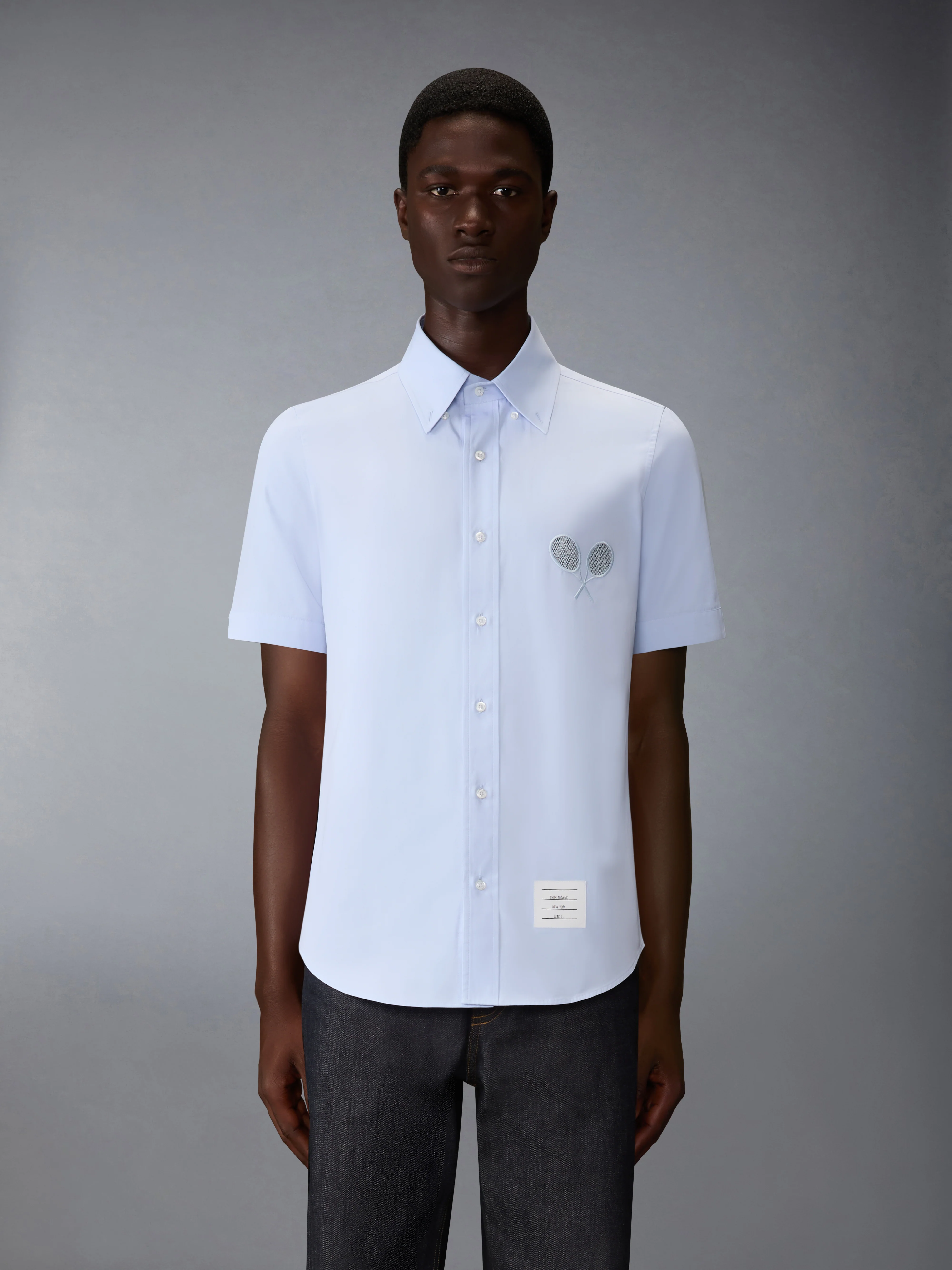 SOLID POPLIN TENNIS RACQUET EMBROIDERY SHORT SLEEVE SHIRT - Image 2