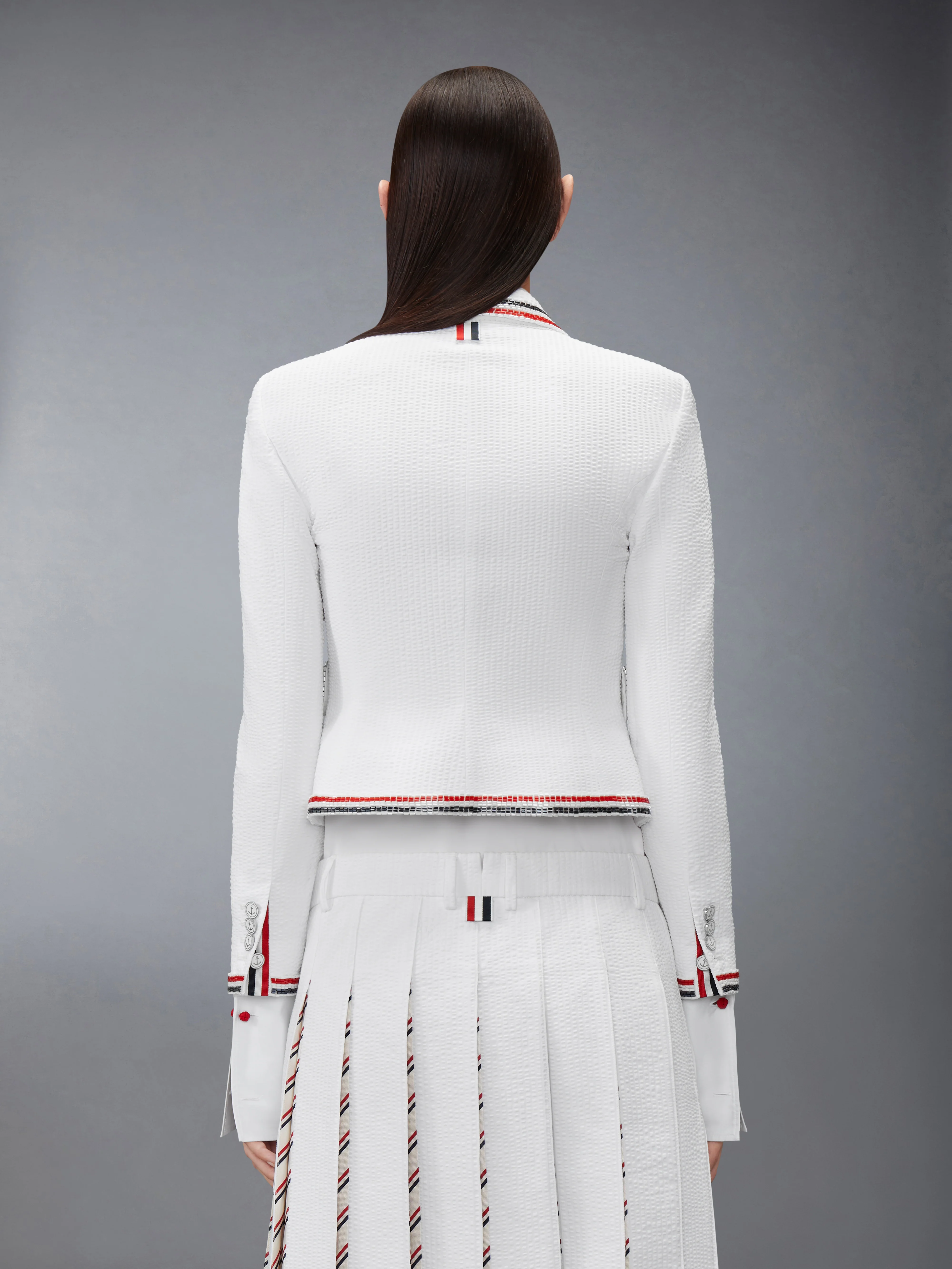 SOLID SEERSUCKER CROPPED JACKET - Image 2