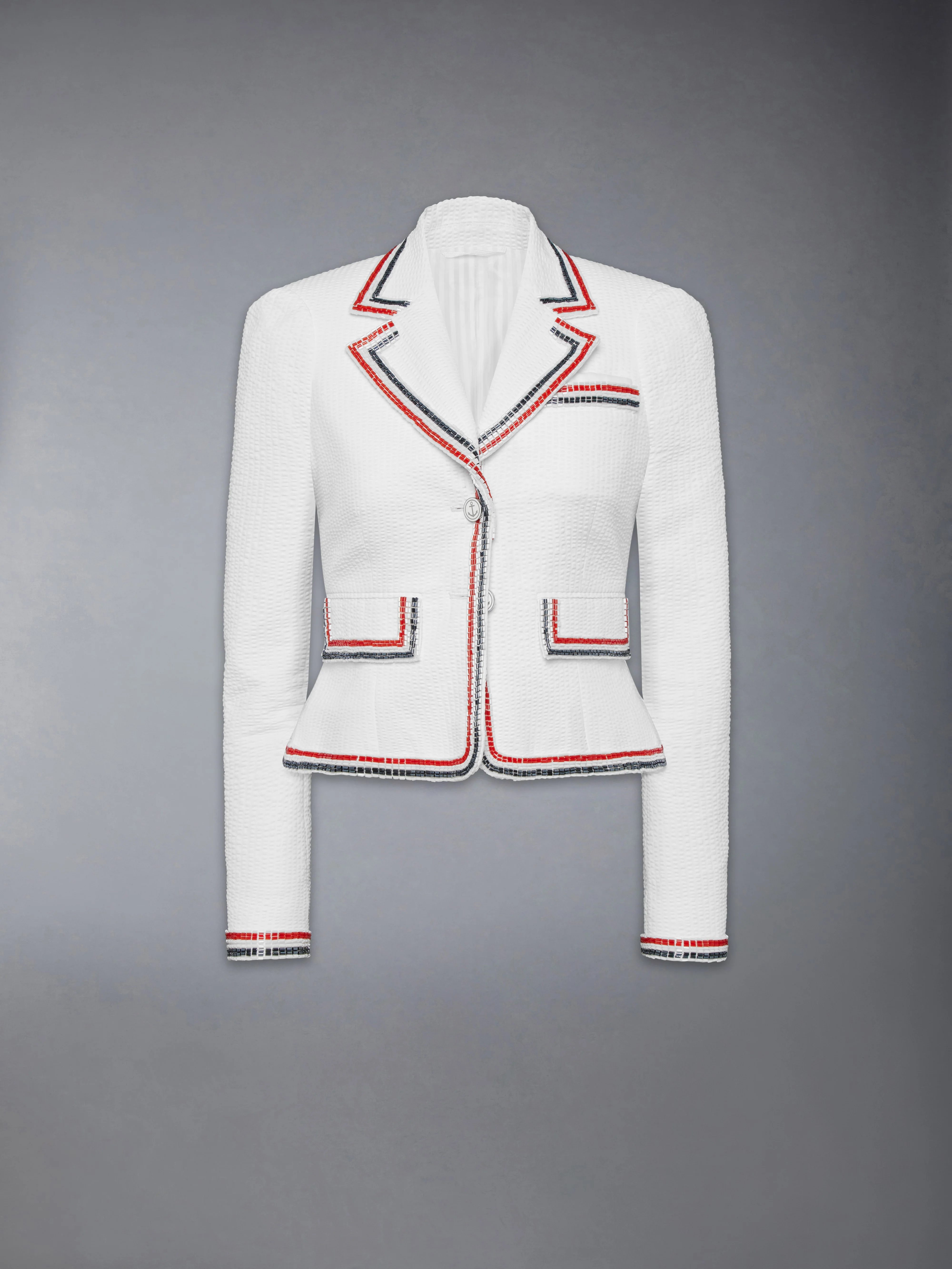 SOLID SEERSUCKER CROPPED JACKET - Image 7