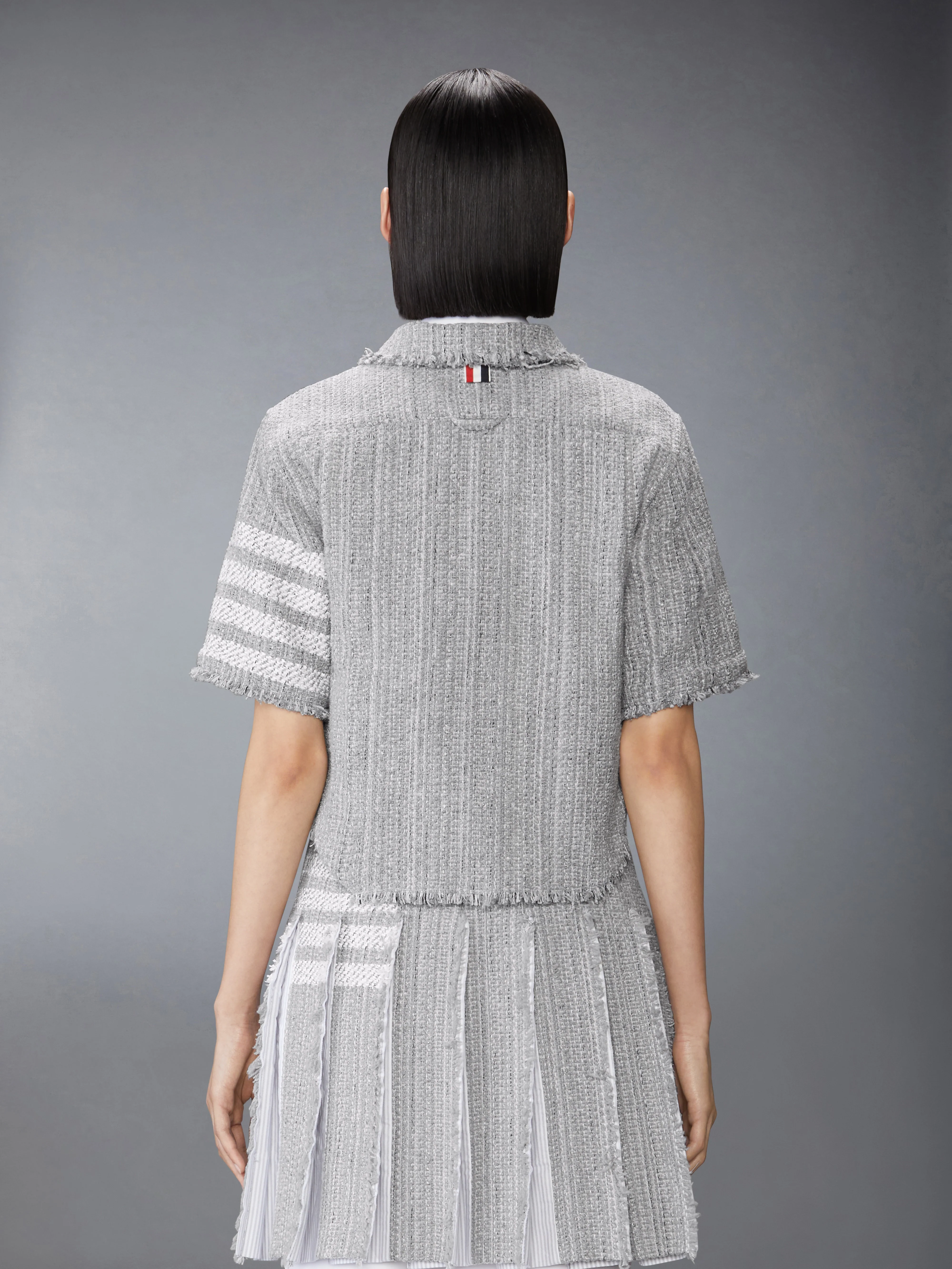 SOLID TWEED 4-BAR CROPPED SHIRT JACKET - Image 2