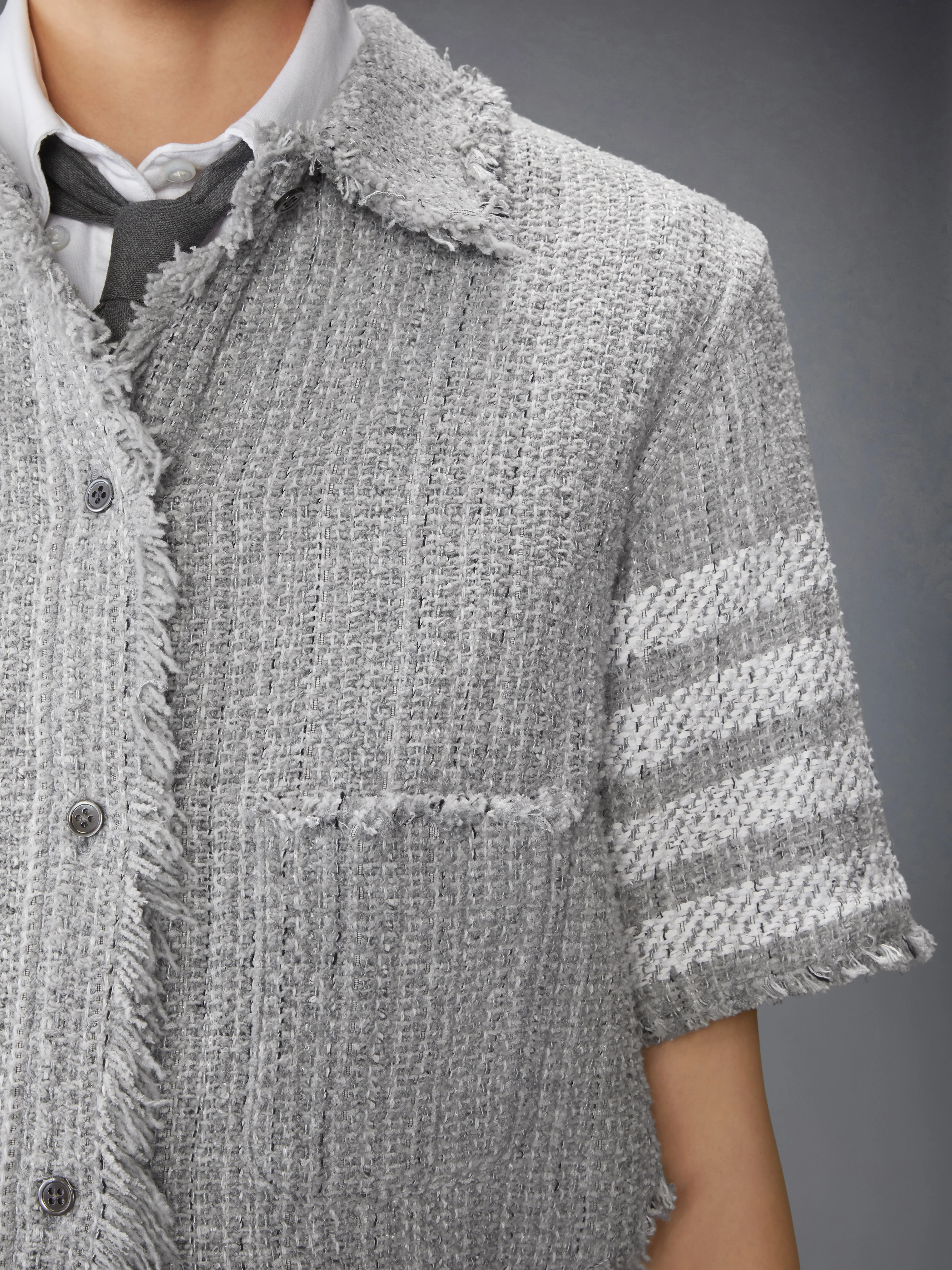 SOLID TWEED 4-BAR CROPPED SHIRT JACKET - Image 5
