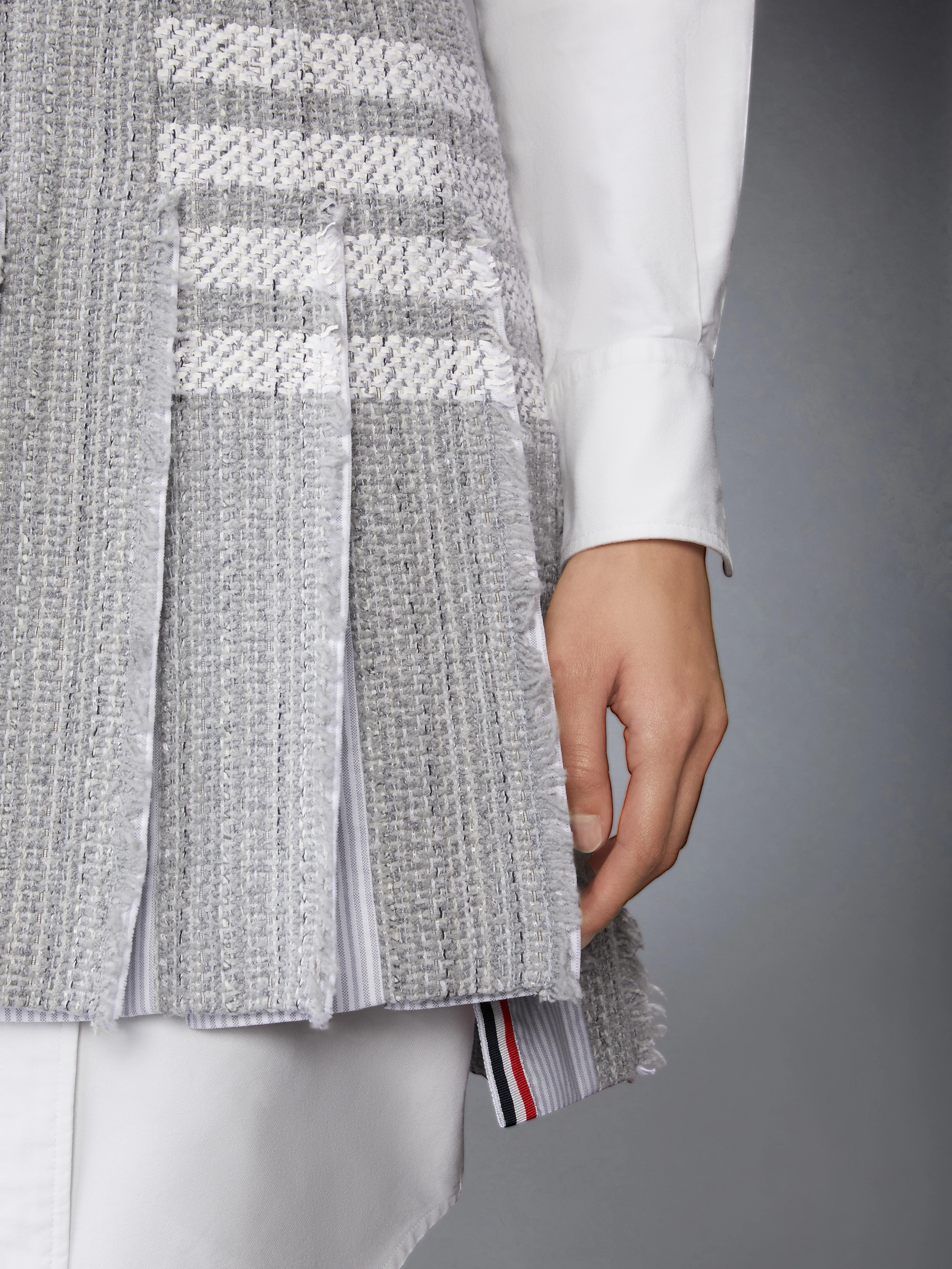 SOLID TWEED 4-BAR PLEATED MINI SKIRT - Image 5