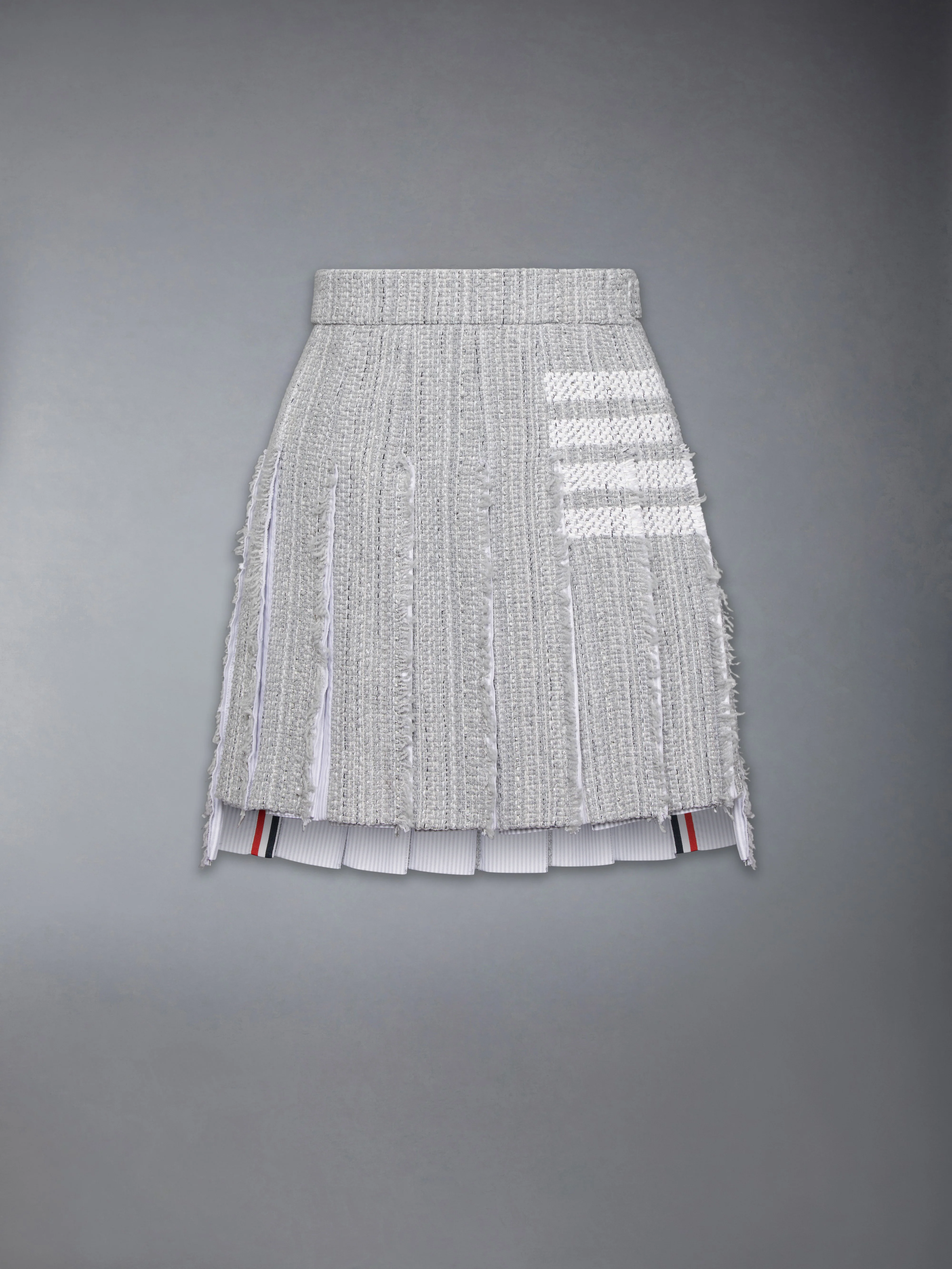 SOLID TWEED 4-BAR PLEATED MINI SKIRT - Image 7