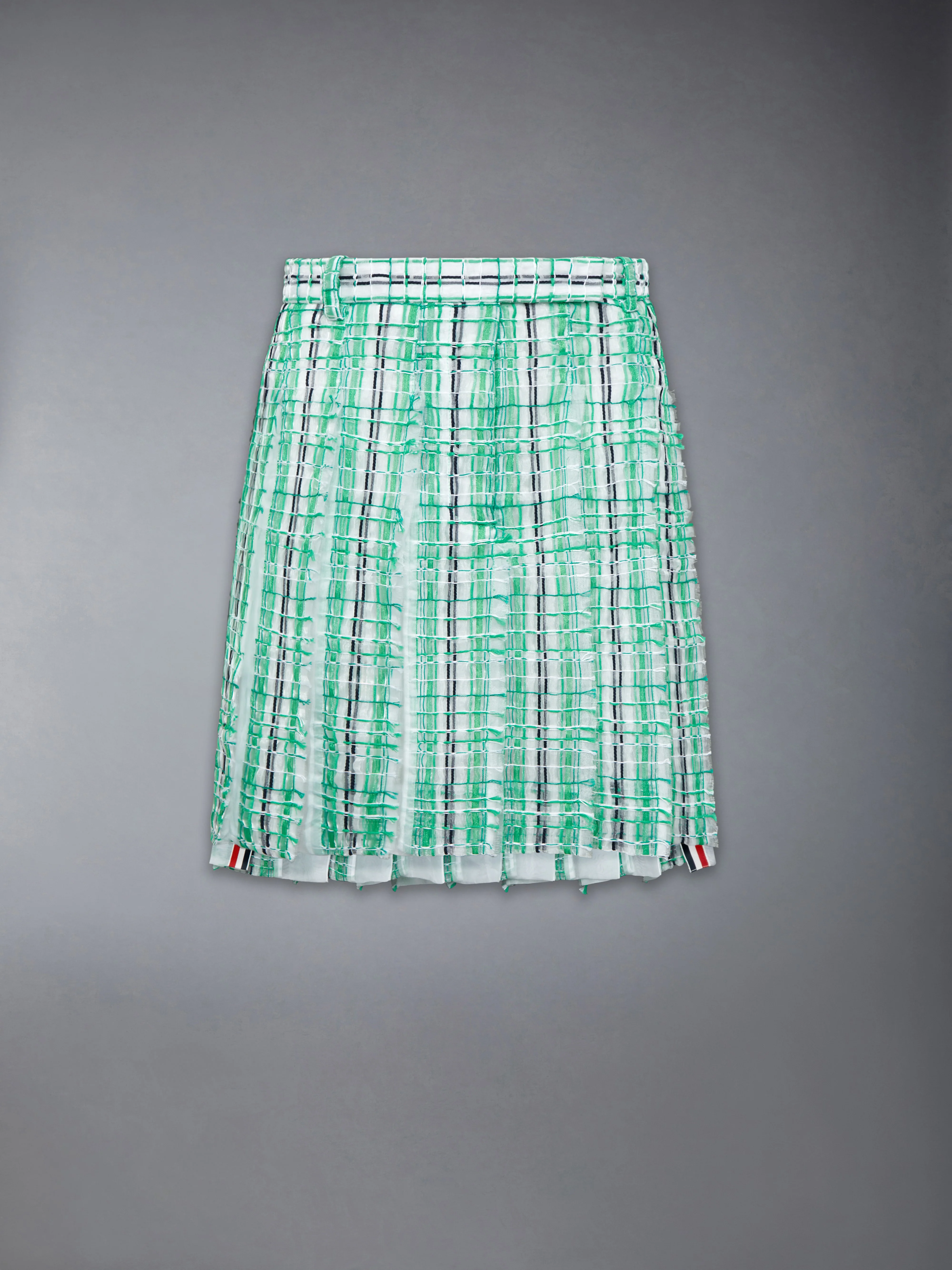 STRIPED SHEER TWEED LOW RISE PLEATED SKIRT - Image 6
