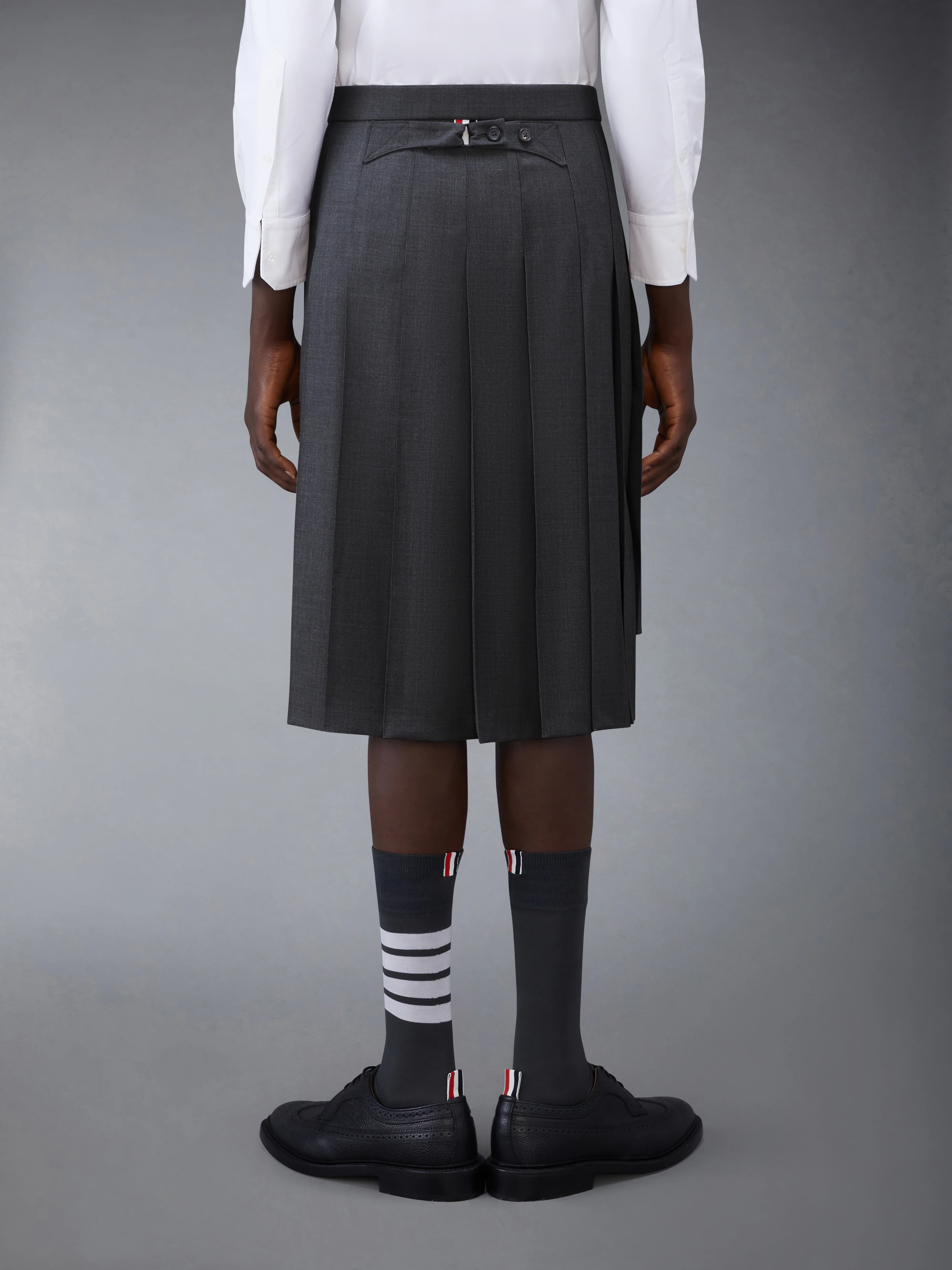 SUPER 120’S TWILL BACKSTRAP PLEATED SKIRT - Image 3